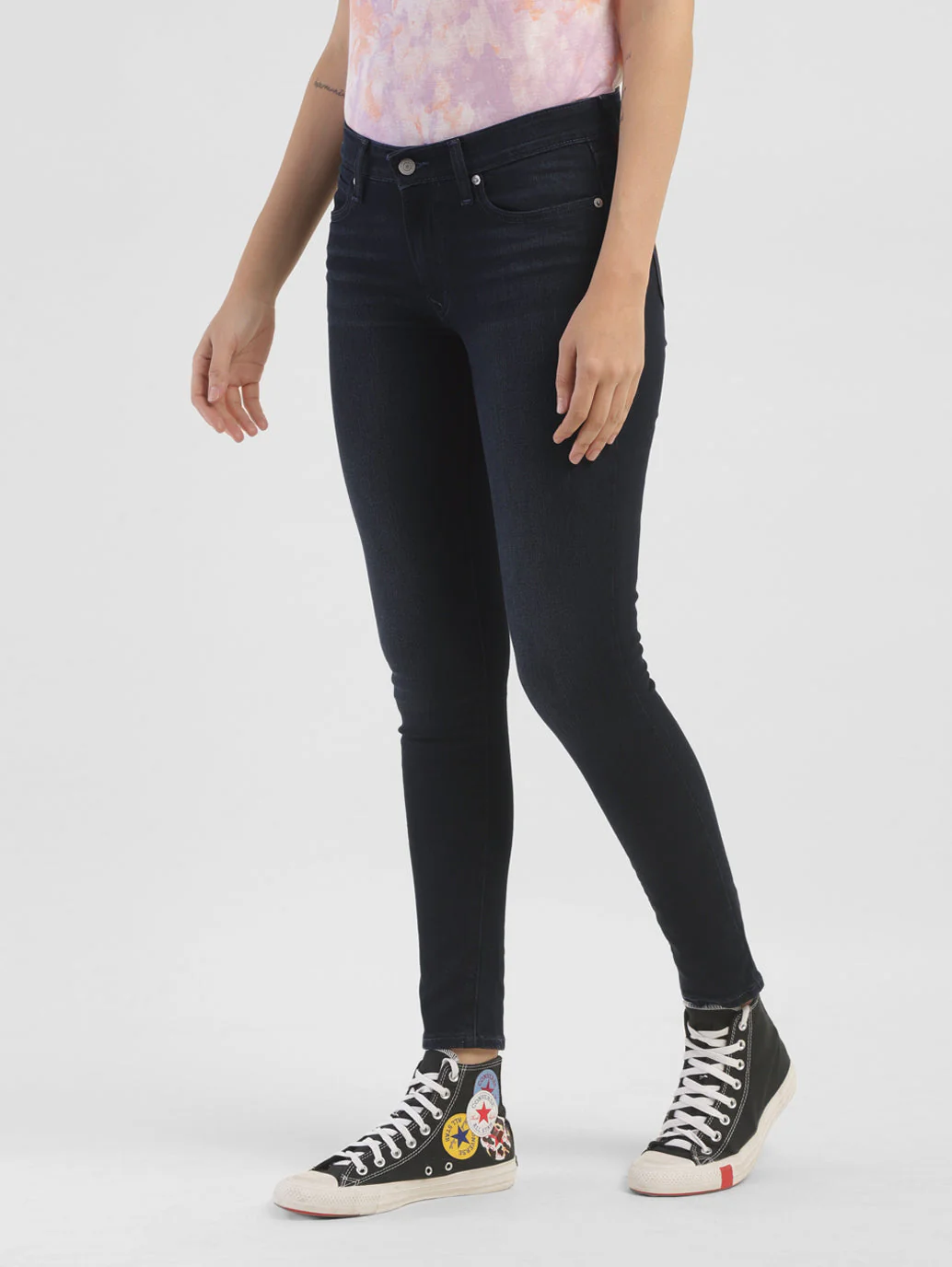 Women's 711 Blue Skinny Fit Mid Rise Jeans - Image 4