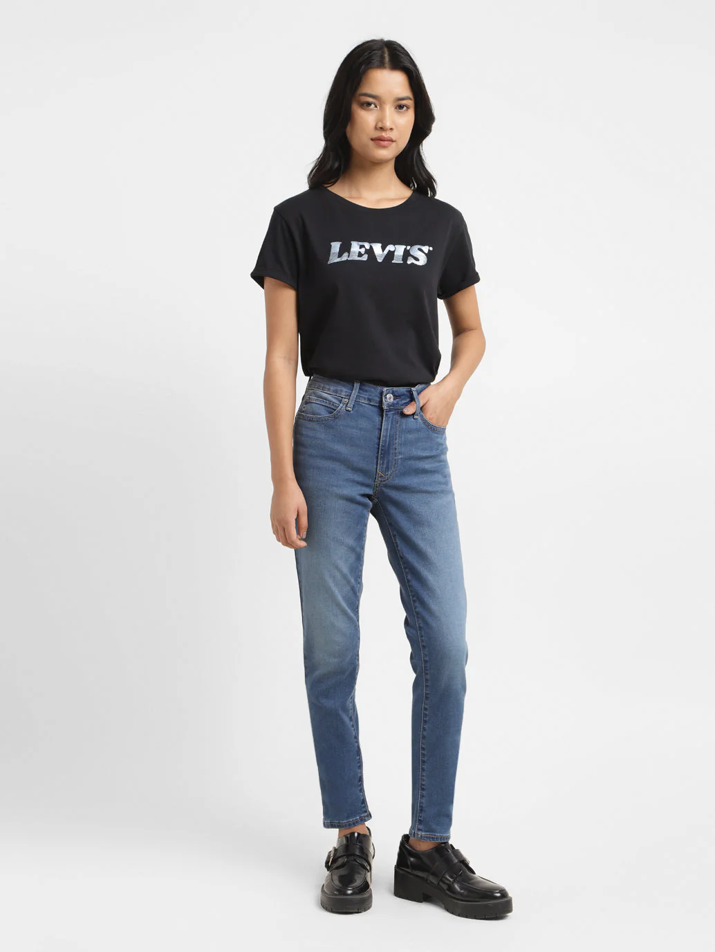 Women's 711 Blue Skinny Fit Mid Rise Jeans - Image 2