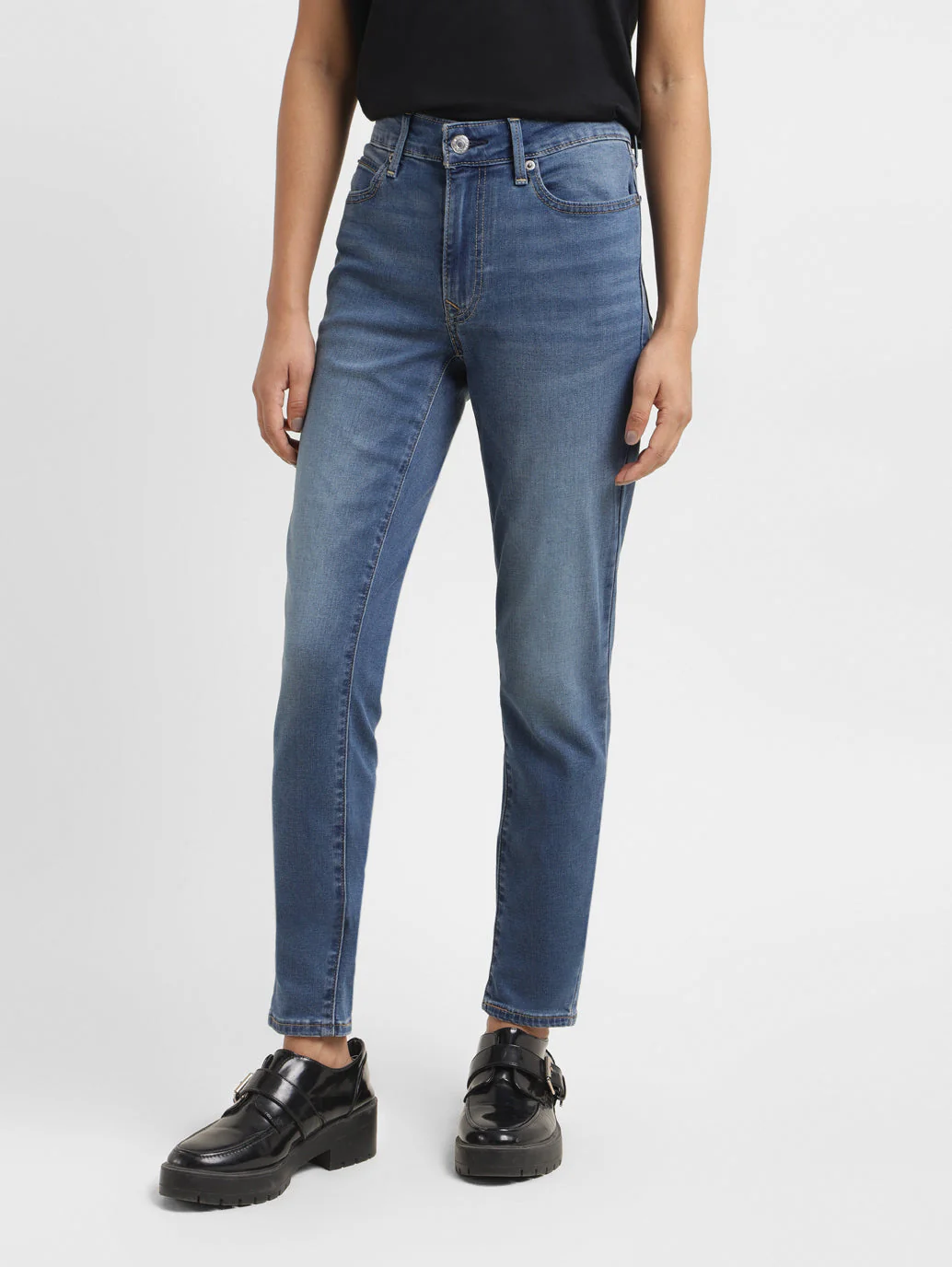 Women's 711 Blue Skinny Fit Mid Rise Jeans - Image 4