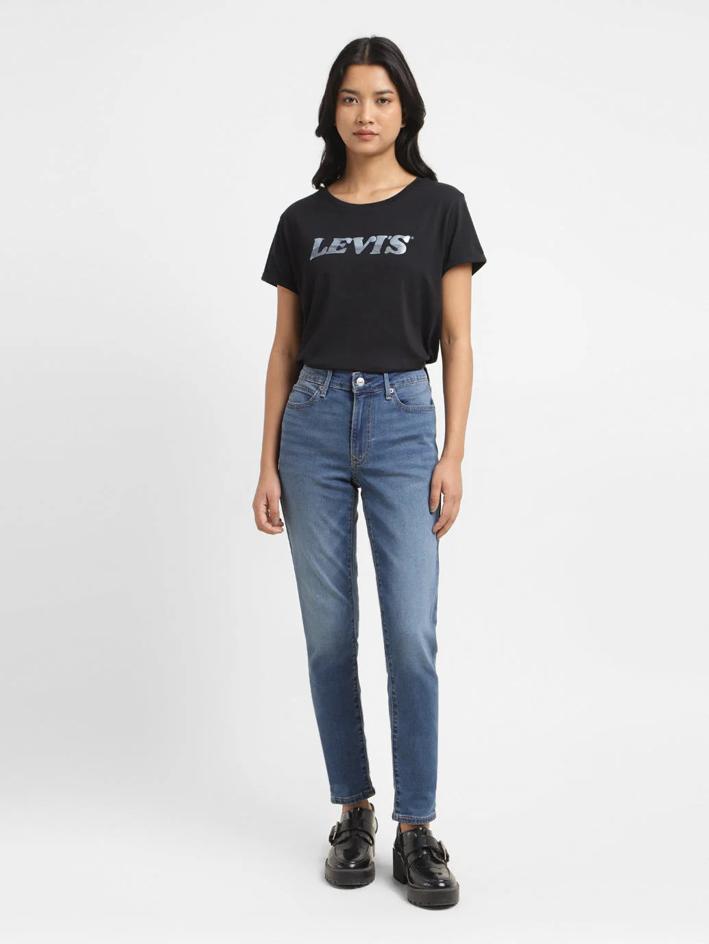 Women's 711 Blue Skinny Fit Mid Rise Jeans - Image 7