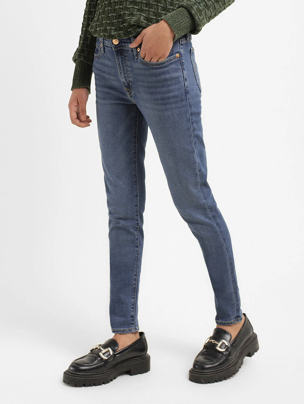 Women's 711 Blue Skinny Fit Mid Rise Jeans - Image 4