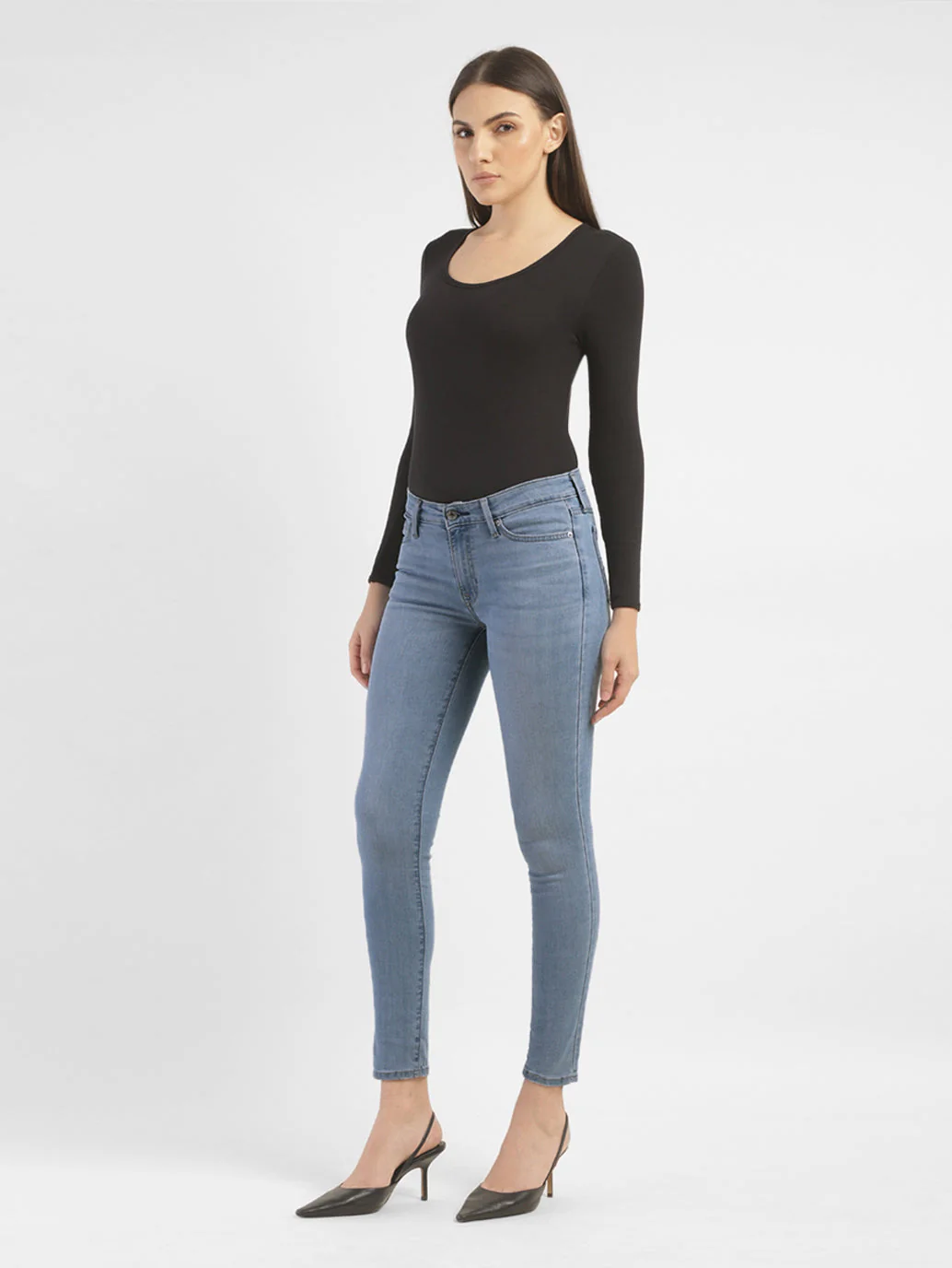 Women's 711 Blue Skinny Fit Mid Rise Jeans - Image 7