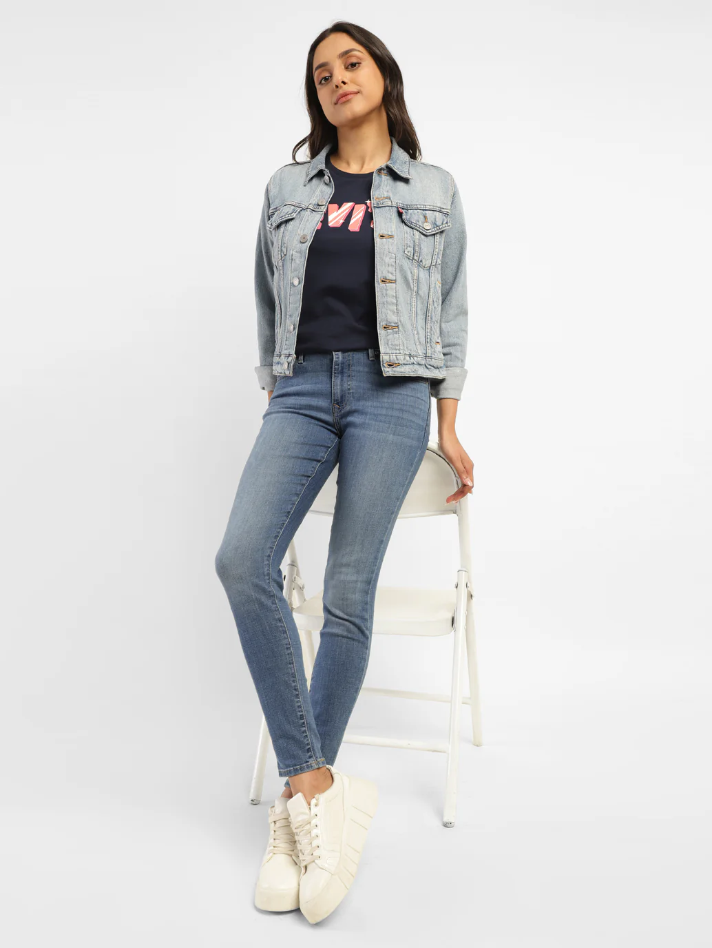Women's 711 Blue Skinny Fit Mid Rise Jeans - Image 10