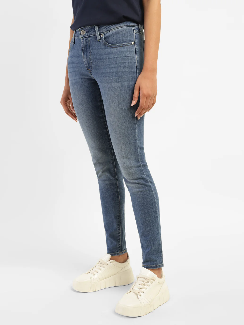 Women's 711 Blue Skinny Fit Mid Rise Jeans - Image 4