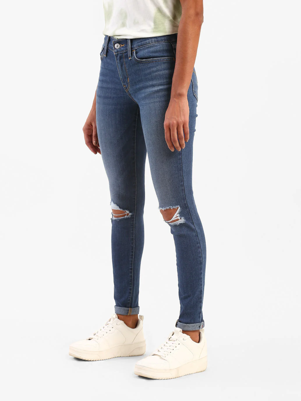 Women's 721 Blue Skinny Fit Mid Rise Jeans - Image 3
