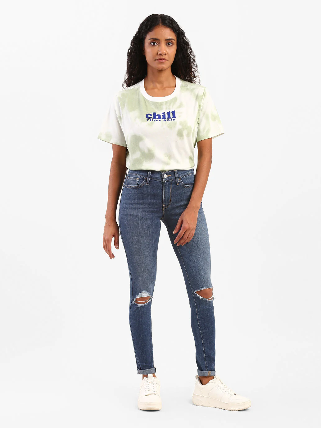 Women's 721 Blue Skinny Fit Mid Rise Jeans - Image 7