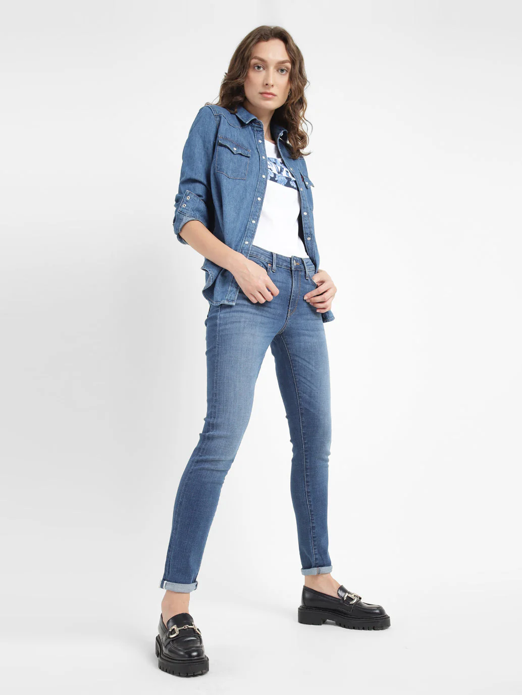 Women's 711 Blue Skinny Fit Mid Rise Jeans - Image 2