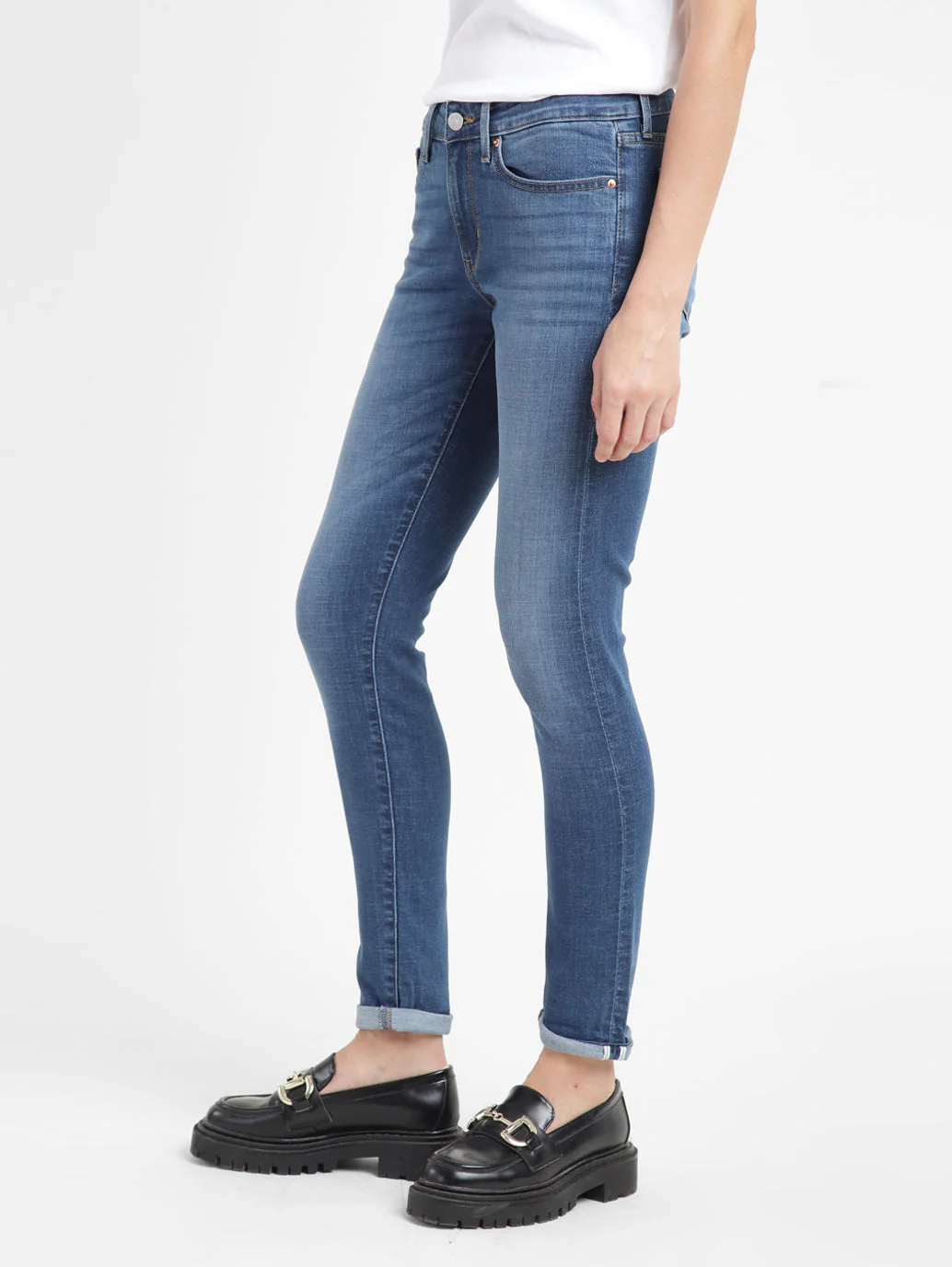 Women's 711 Blue Skinny Fit Mid Rise Jeans - Image 4