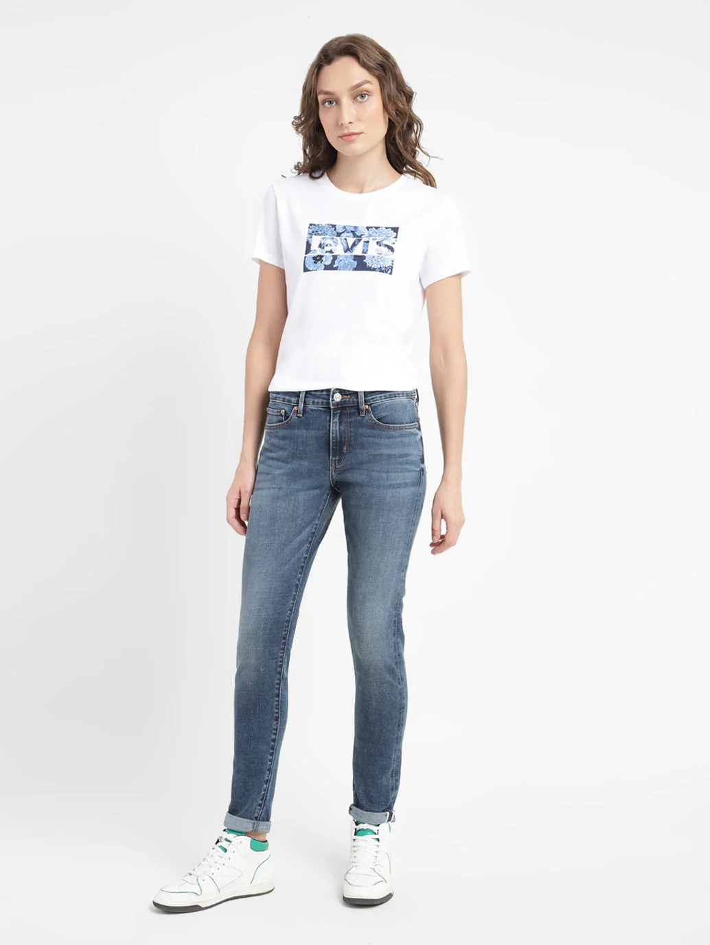 Women's 711 Blue Skinny Fit Mid Rise Jeans - Image 7