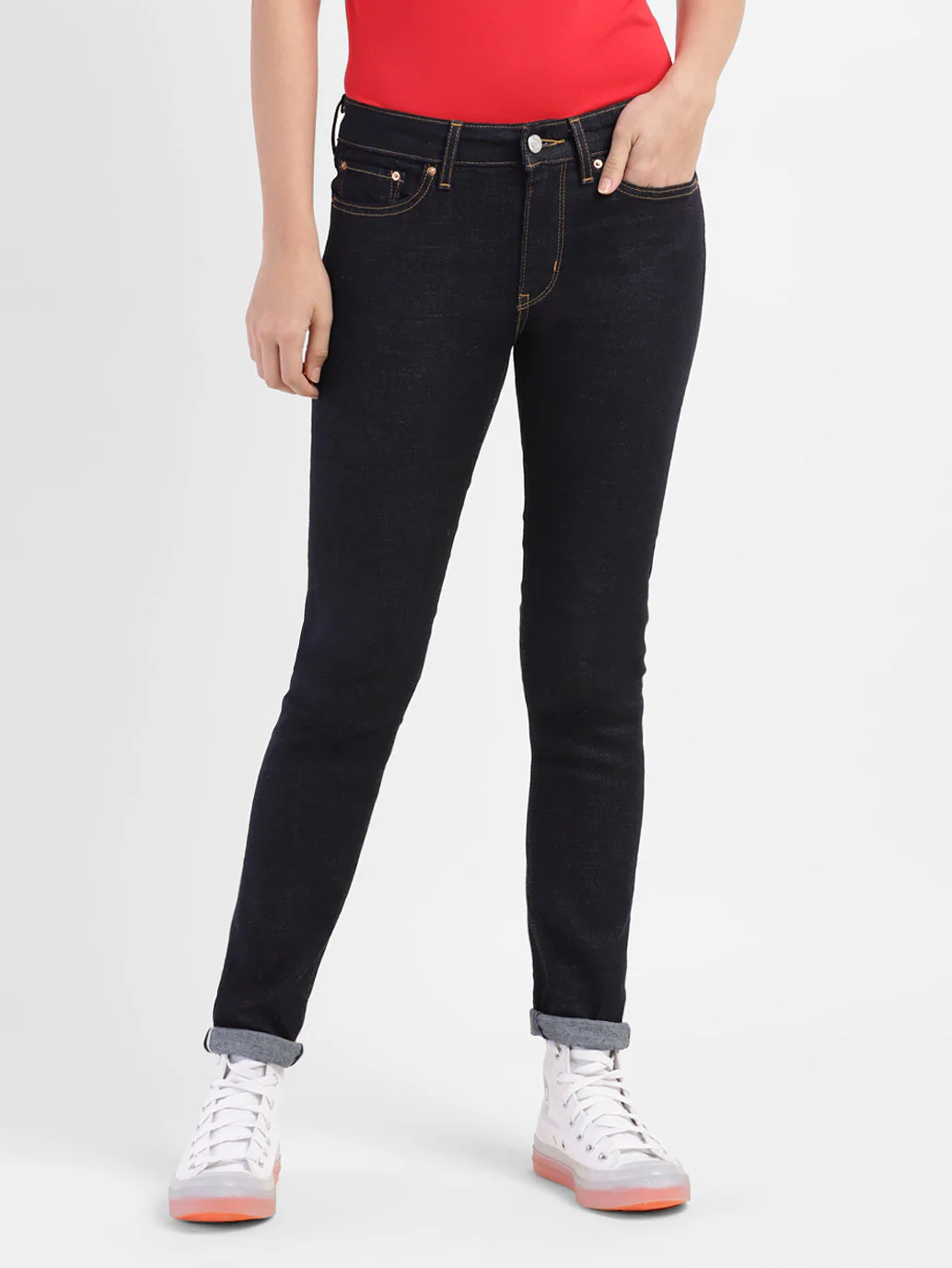 Women's 711 Blue Skinny Fit Mid Rise Jeans - Image 2
