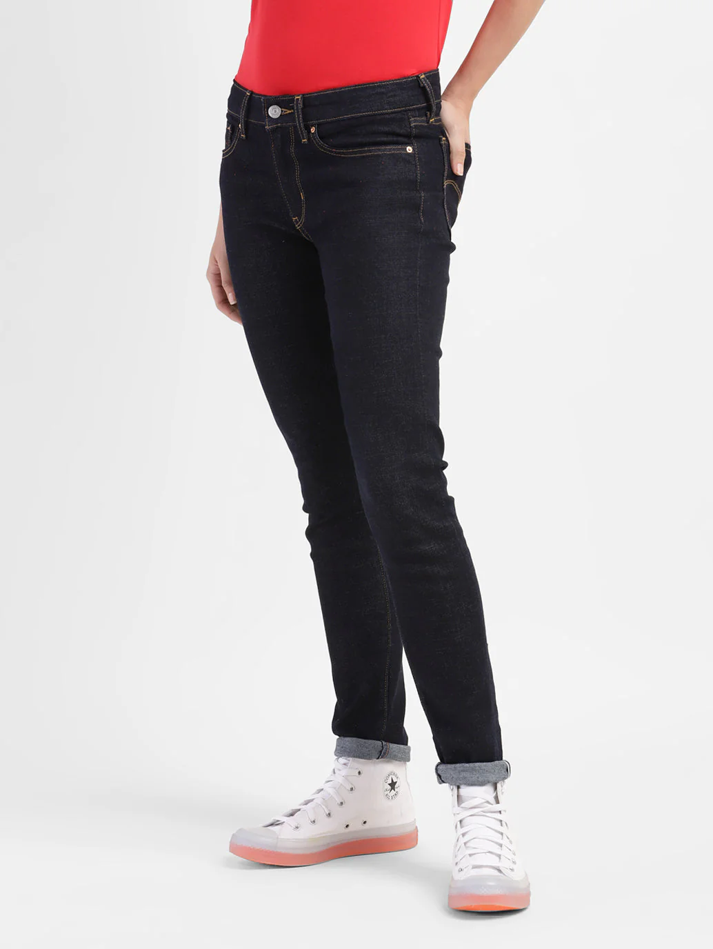 Women's 711 Blue Skinny Fit Mid Rise Jeans - Image 4