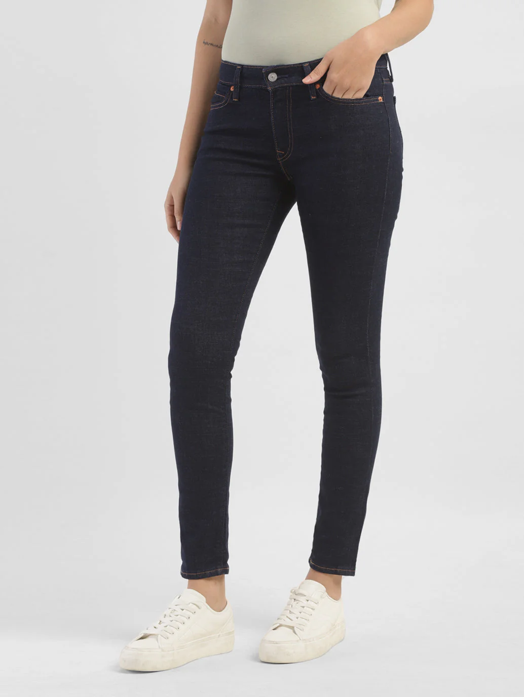 Women's 711 Blue Skinny Fit Mid Rise Jeans - Image 4