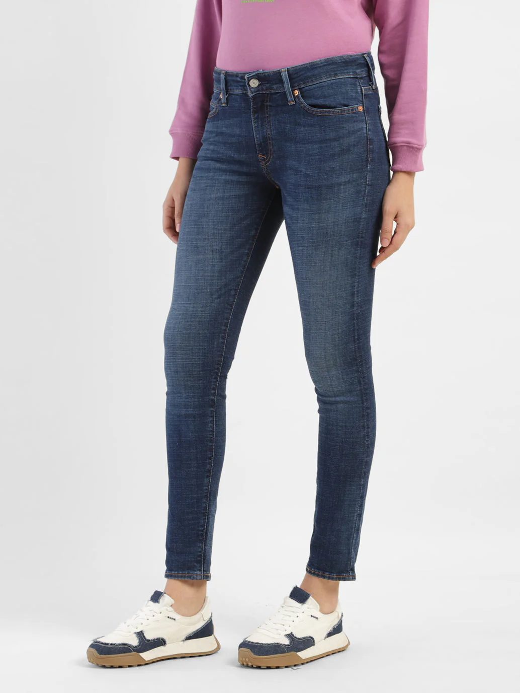 Women's 711 Blue Skinny Fit Mid Rise Jeans - Image 5