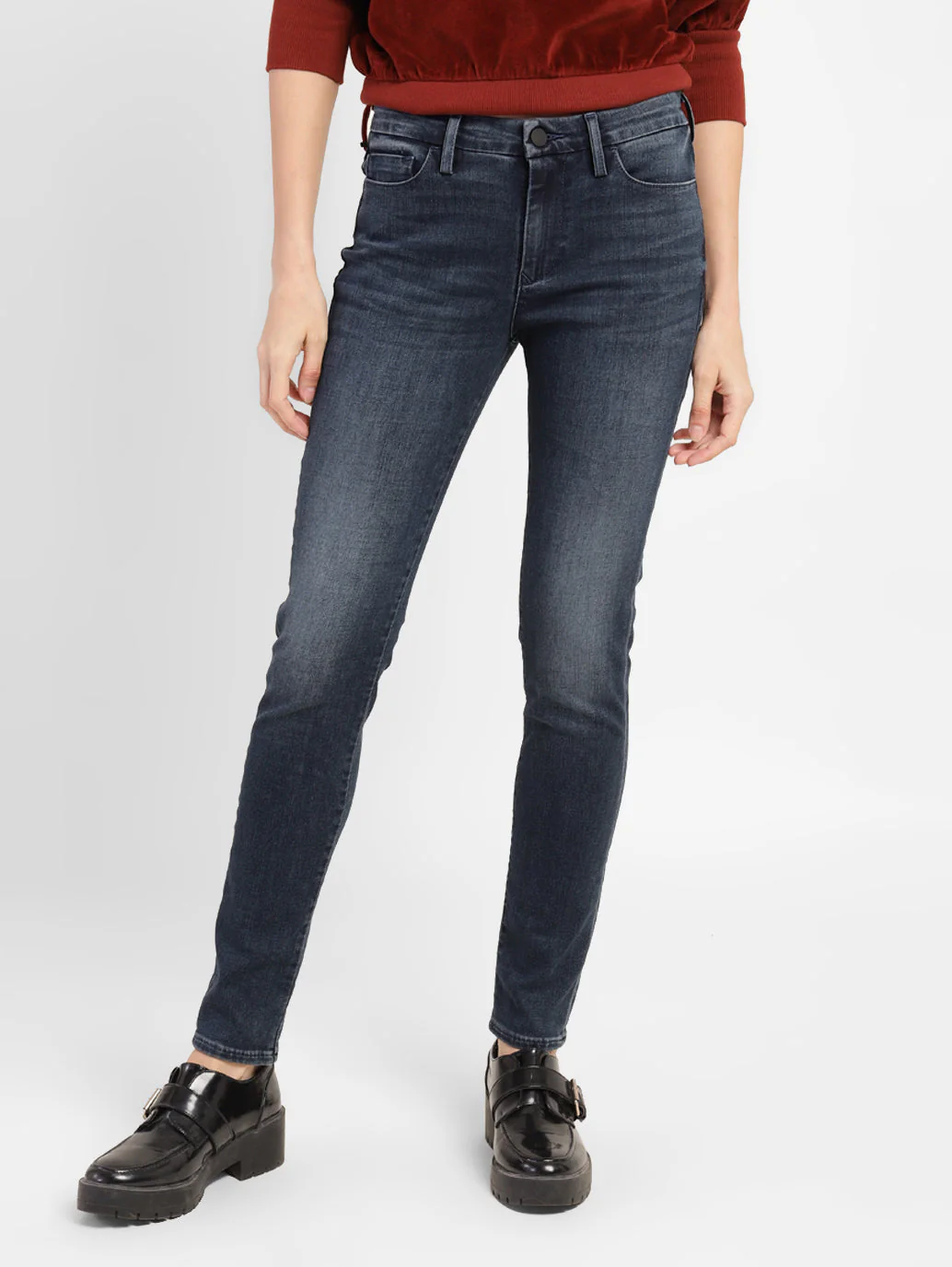 Women's 711 Blue Skinny Fit Mid Rise Jeans