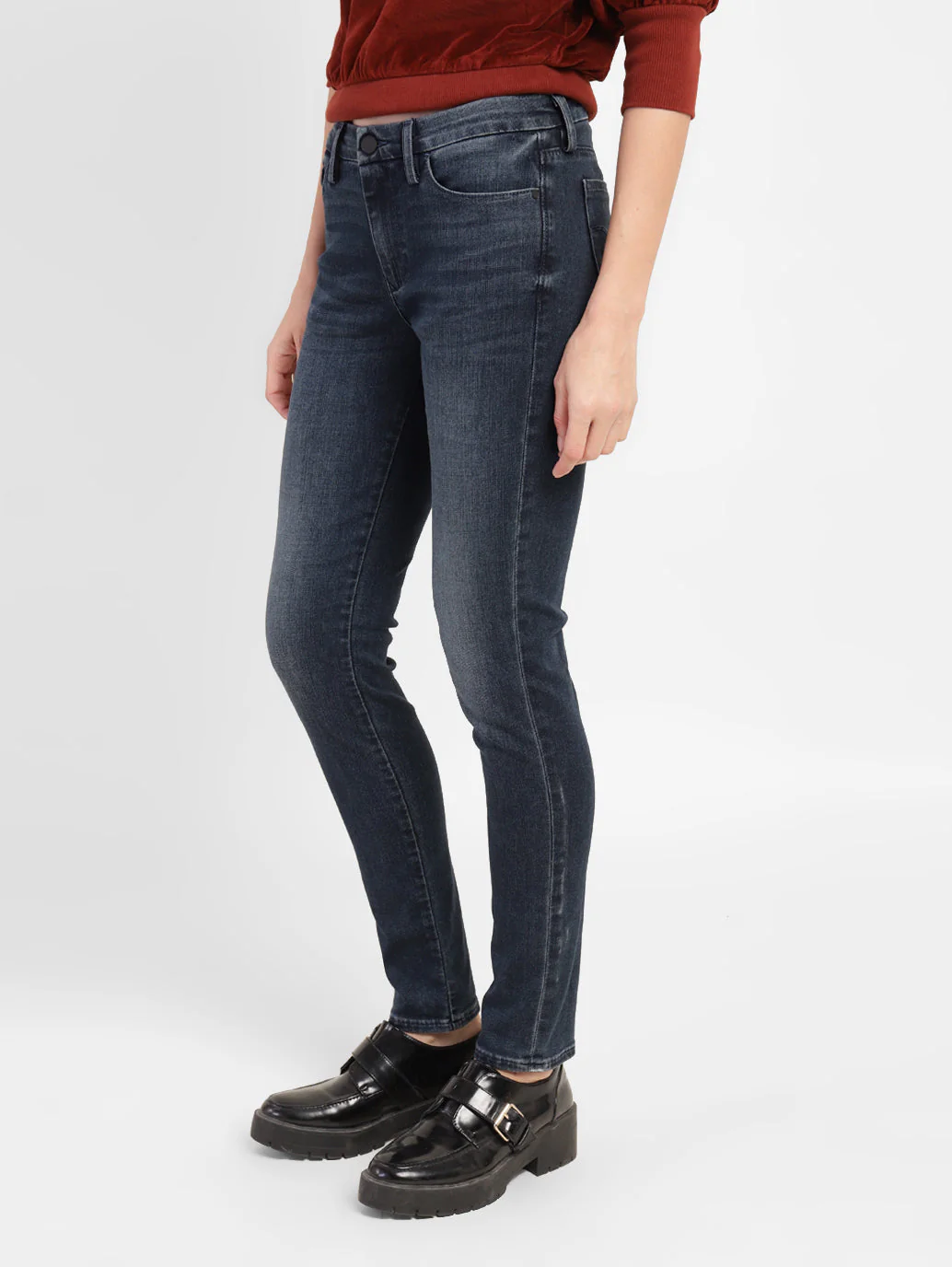 Women's 711 Blue Skinny Fit Mid Rise Jeans - Image 4