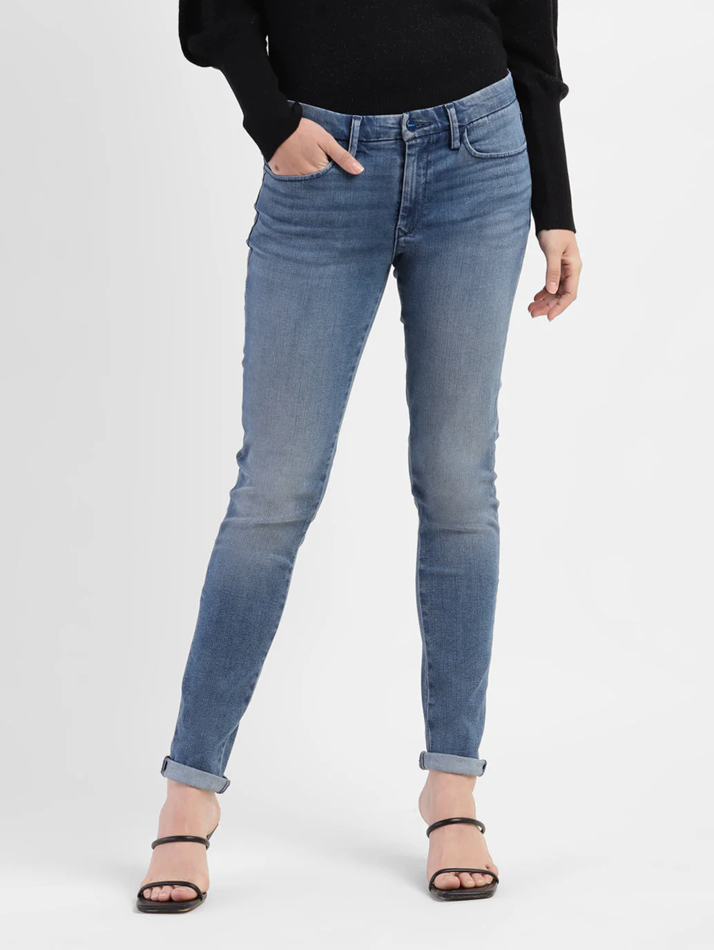 Women's 711 Blue Skinny Fit Mid Rise Jeans - Image 2