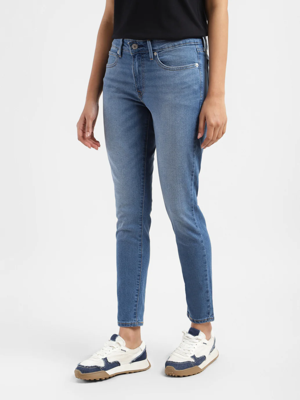 Women's 711 Blue Skinny Fit Mid Rise Jeans - Image 4