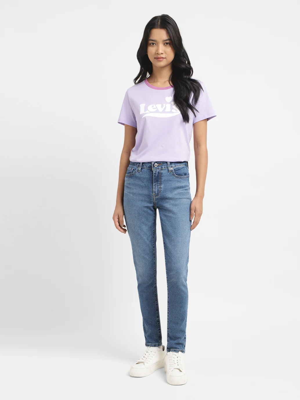 Women's 711 Blue Skinny Fit Mid Rise Jeans - Image 7