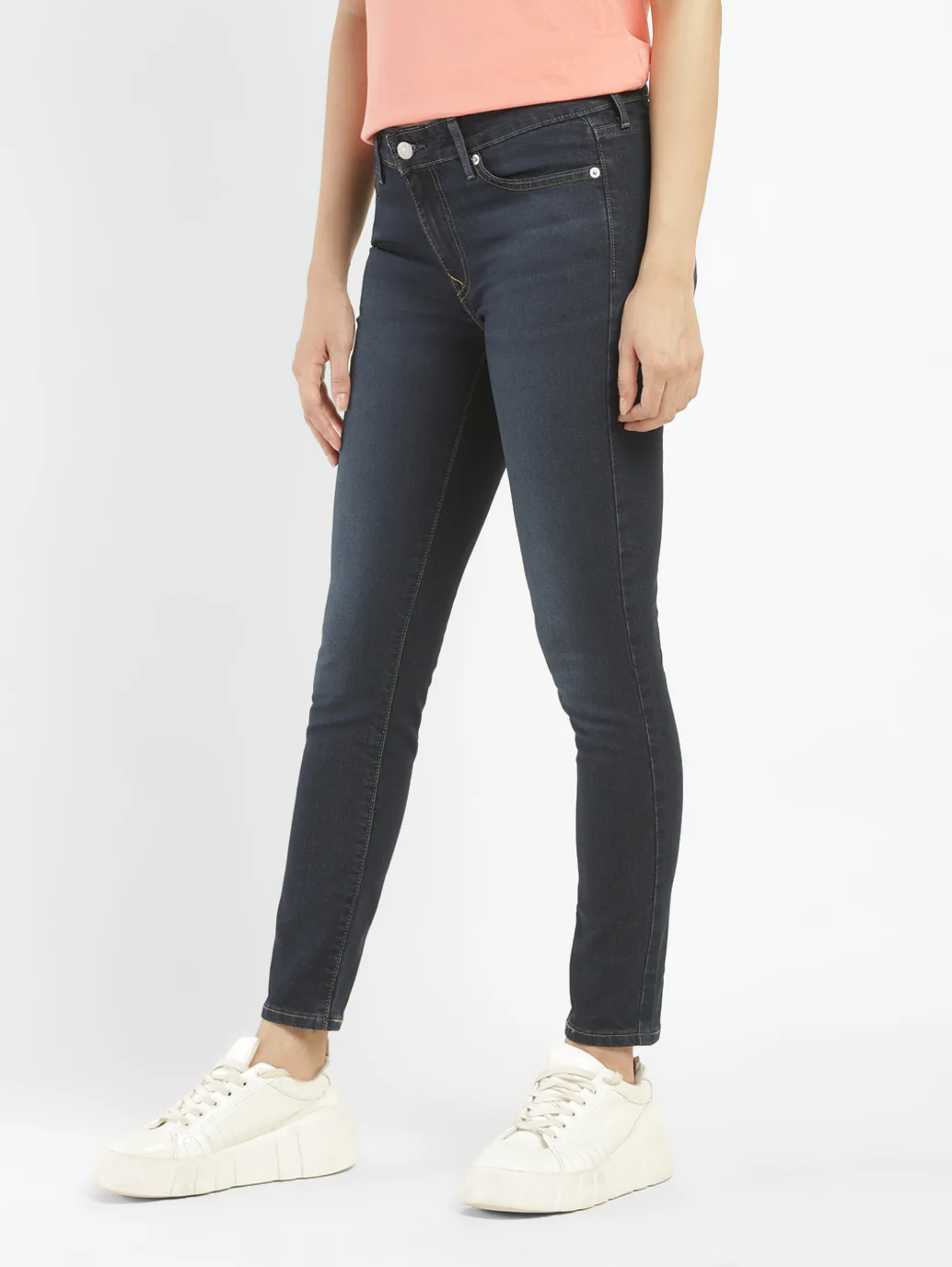Women's 711 Blue Skinny Fit Mid Rise Jeans - Image 4