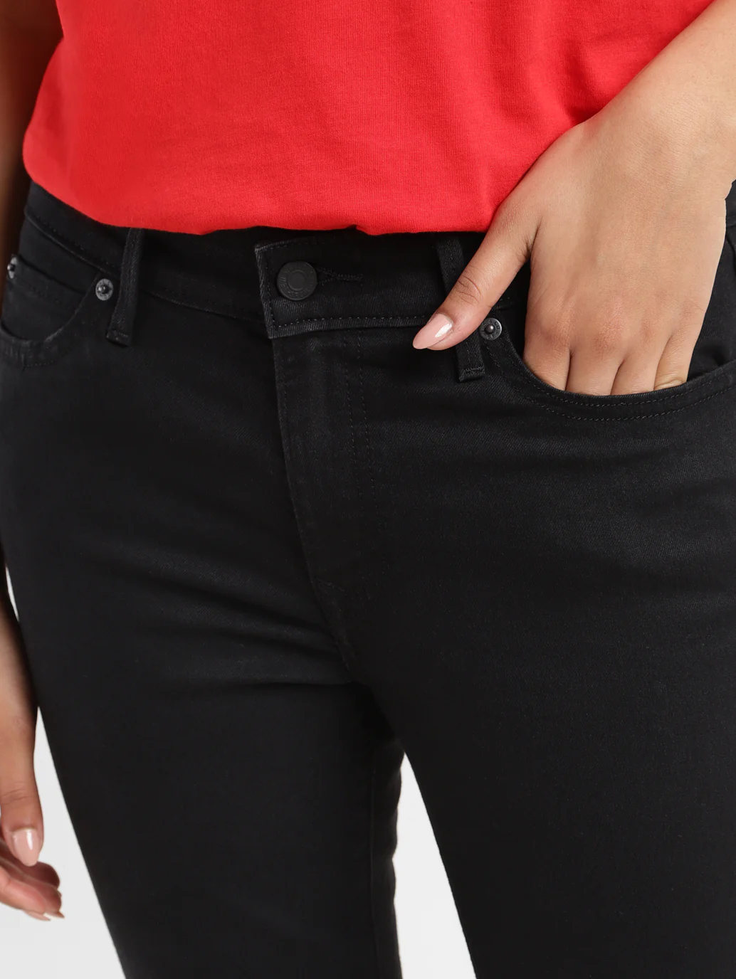 Women's 711 Black Skinny Fit Mid Rise Jeans - Image 10