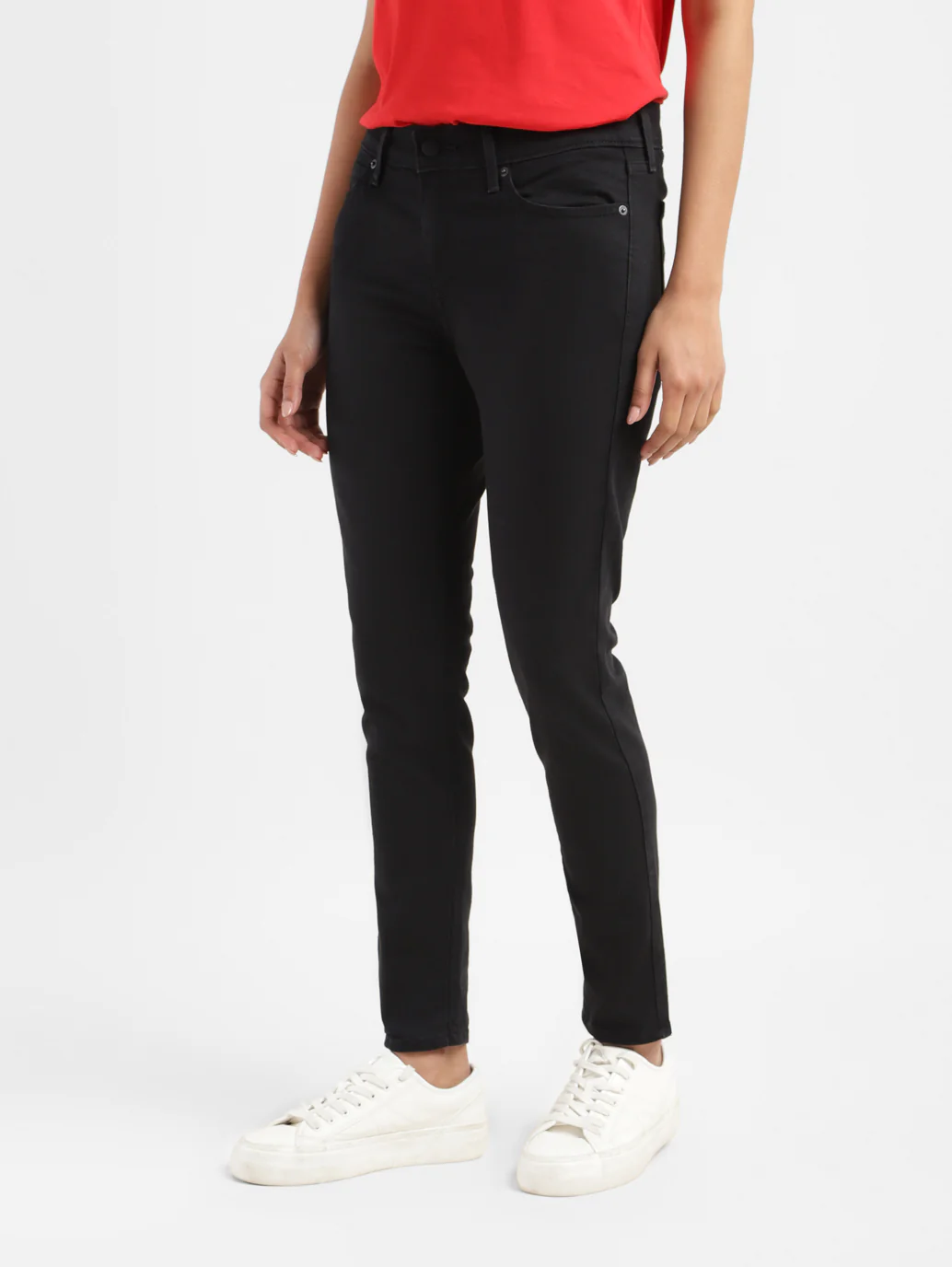 Women's 711 Black Skinny Fit Mid Rise Jeans - Image 4