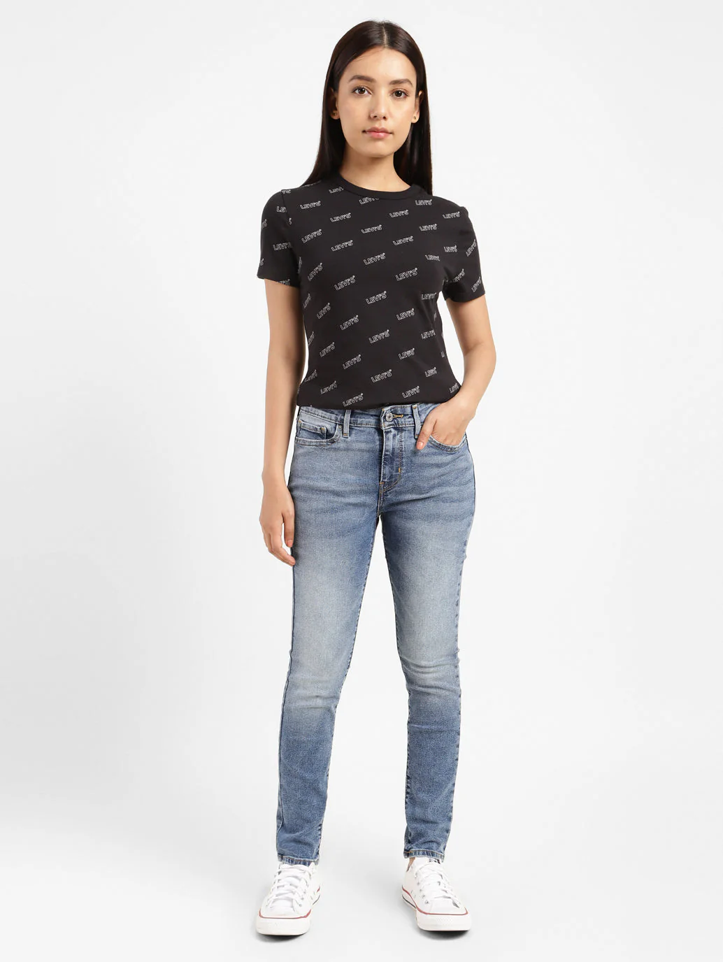 Women's 711 Blue Skinny Fit Mid Rise Jeans - Image 5