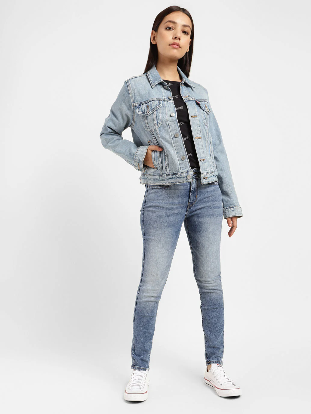 Women's 711 Blue Skinny Fit Mid Rise Jeans - Image 7