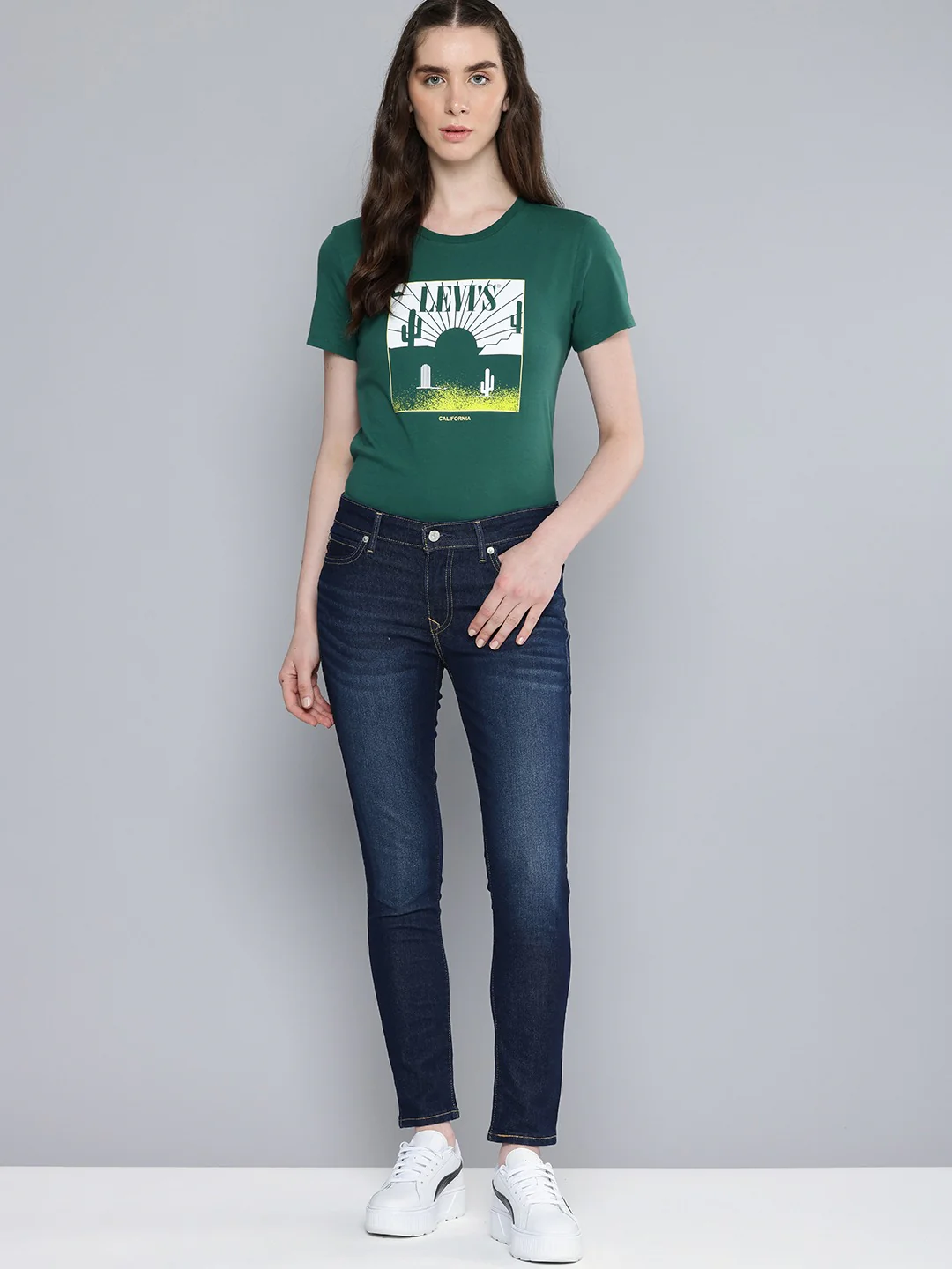 Women's 711 Blue Skinny Fit Mid Rise Jeans