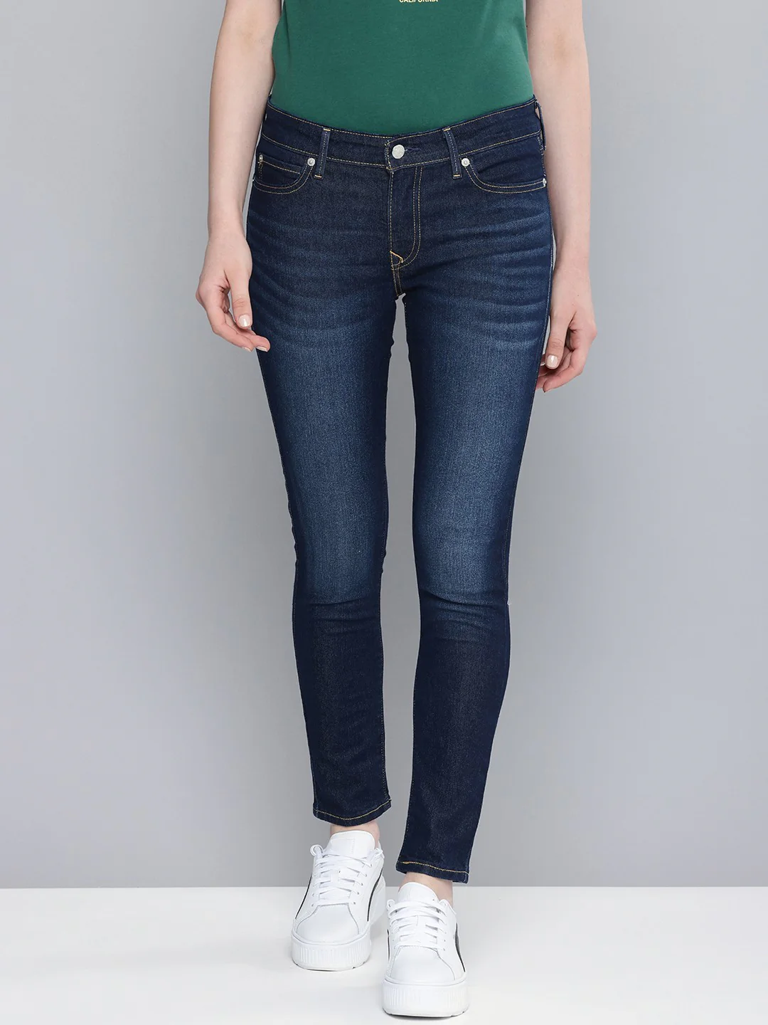 Women's 711 Blue Skinny Fit Mid Rise Jeans - Image 2