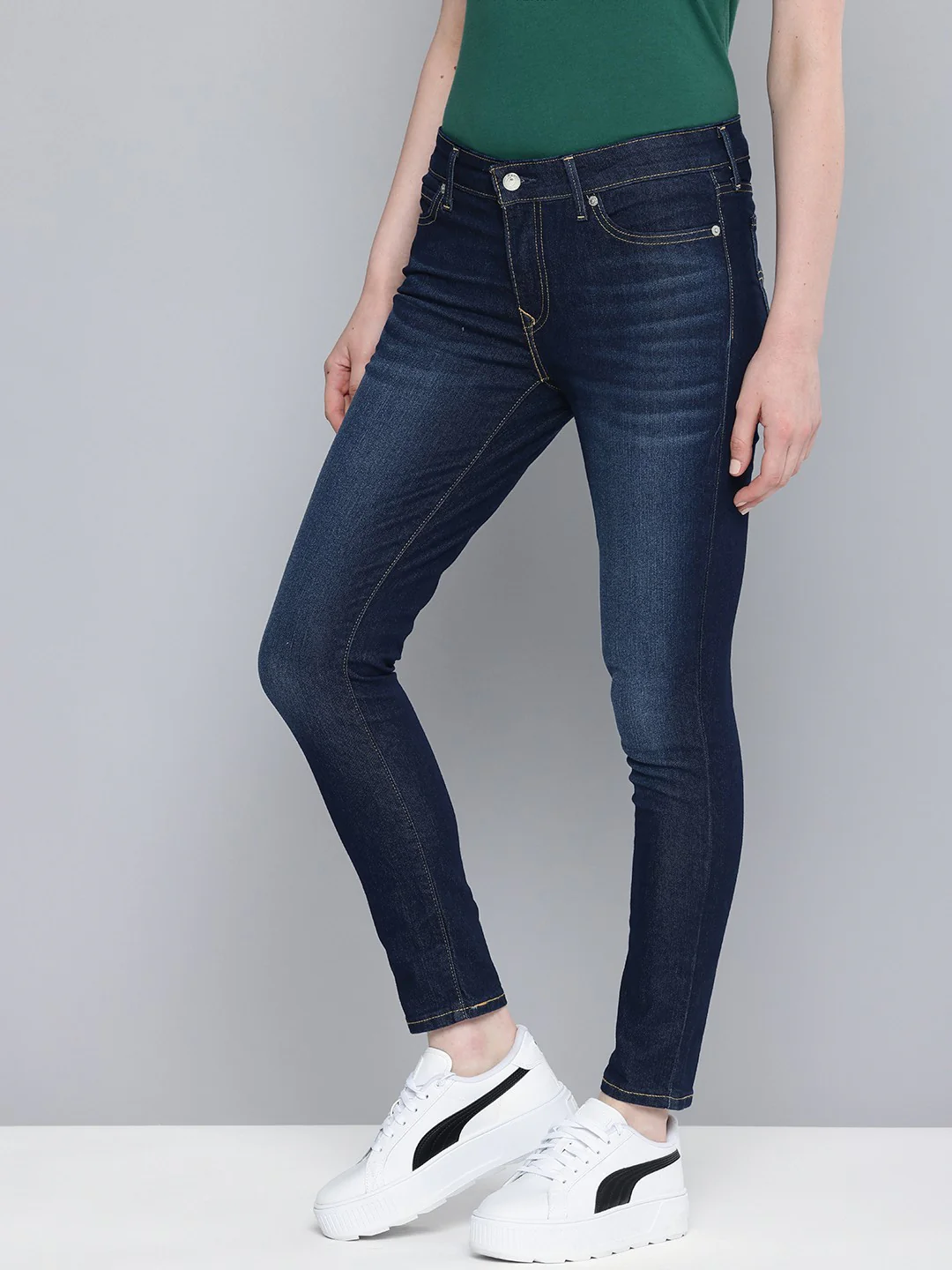 Women's 711 Blue Skinny Fit Mid Rise Jeans - Image 3