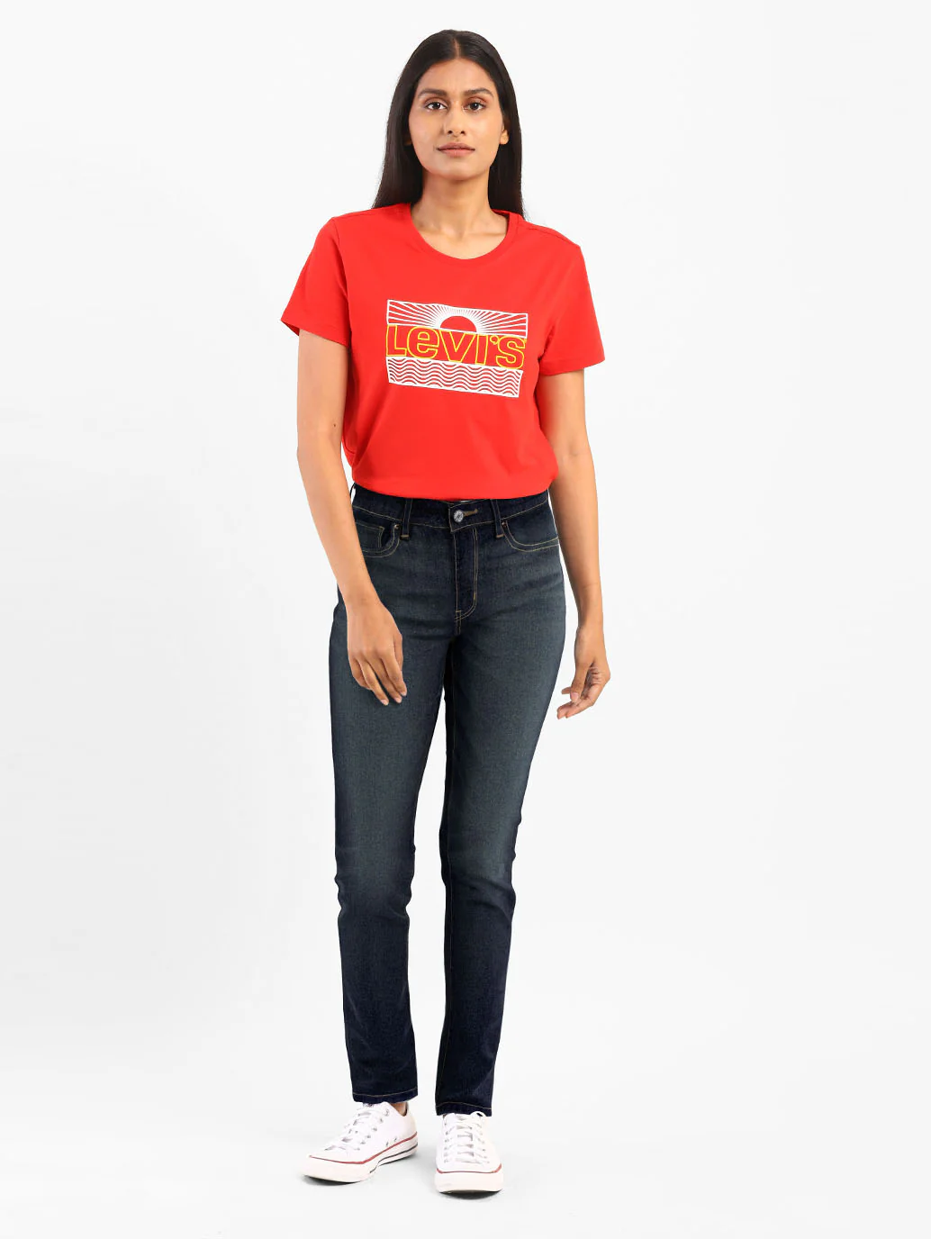 Women's 711 Navy Blue Skinny Fit Mid Rise Jeans - Image 3