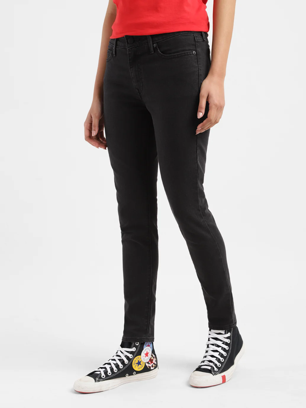 Women's 711 Black Skinny Fit Mid Rise Jeans - Image 4