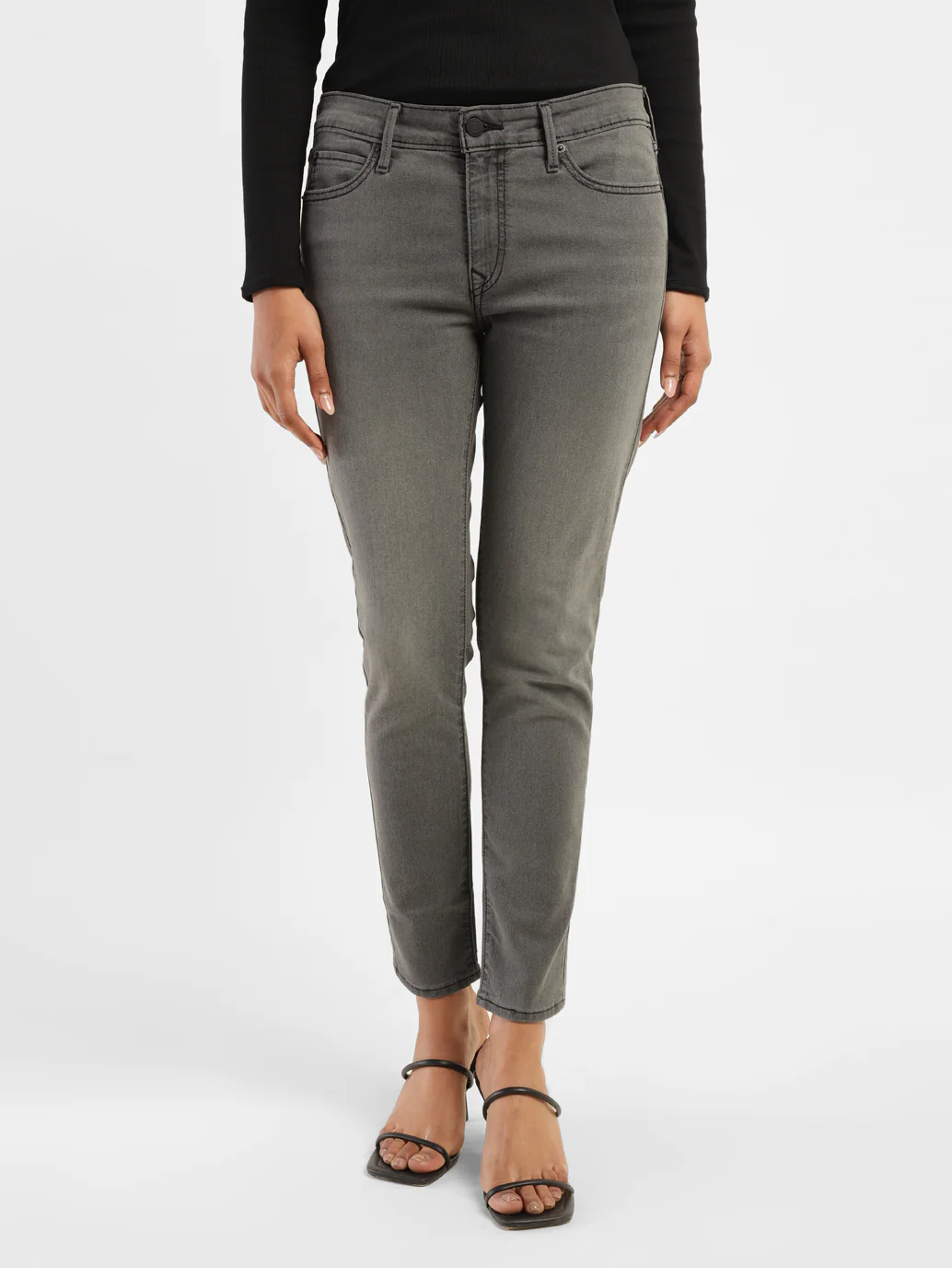 Women's 711 Grey Skinny Fit Mid Rise Jeans
