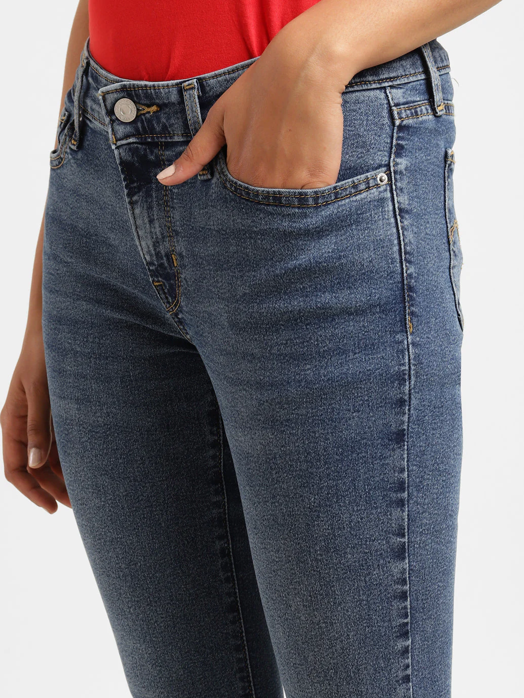Women's 711 Blue Skinny Fit Mid Rise Jeans - Image 8