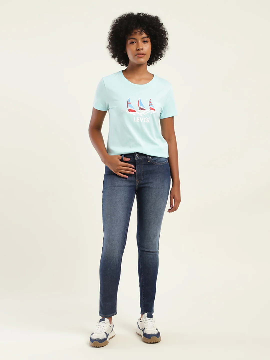 Women's 711 Blue Skinny Fit Mid Rise Jeans - Image 2