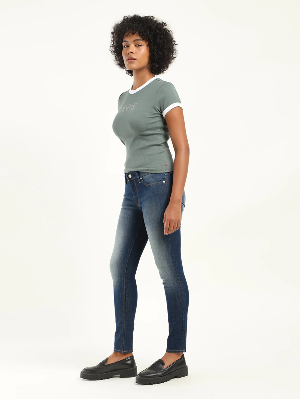 Women's 711 Blue Skinny Fit Mid Rise Jeans - Image 2
