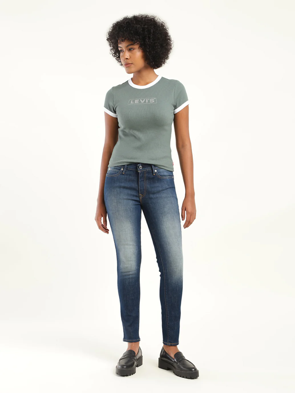 Women's 711 Blue Skinny Fit Mid Rise Jeans - Image 3