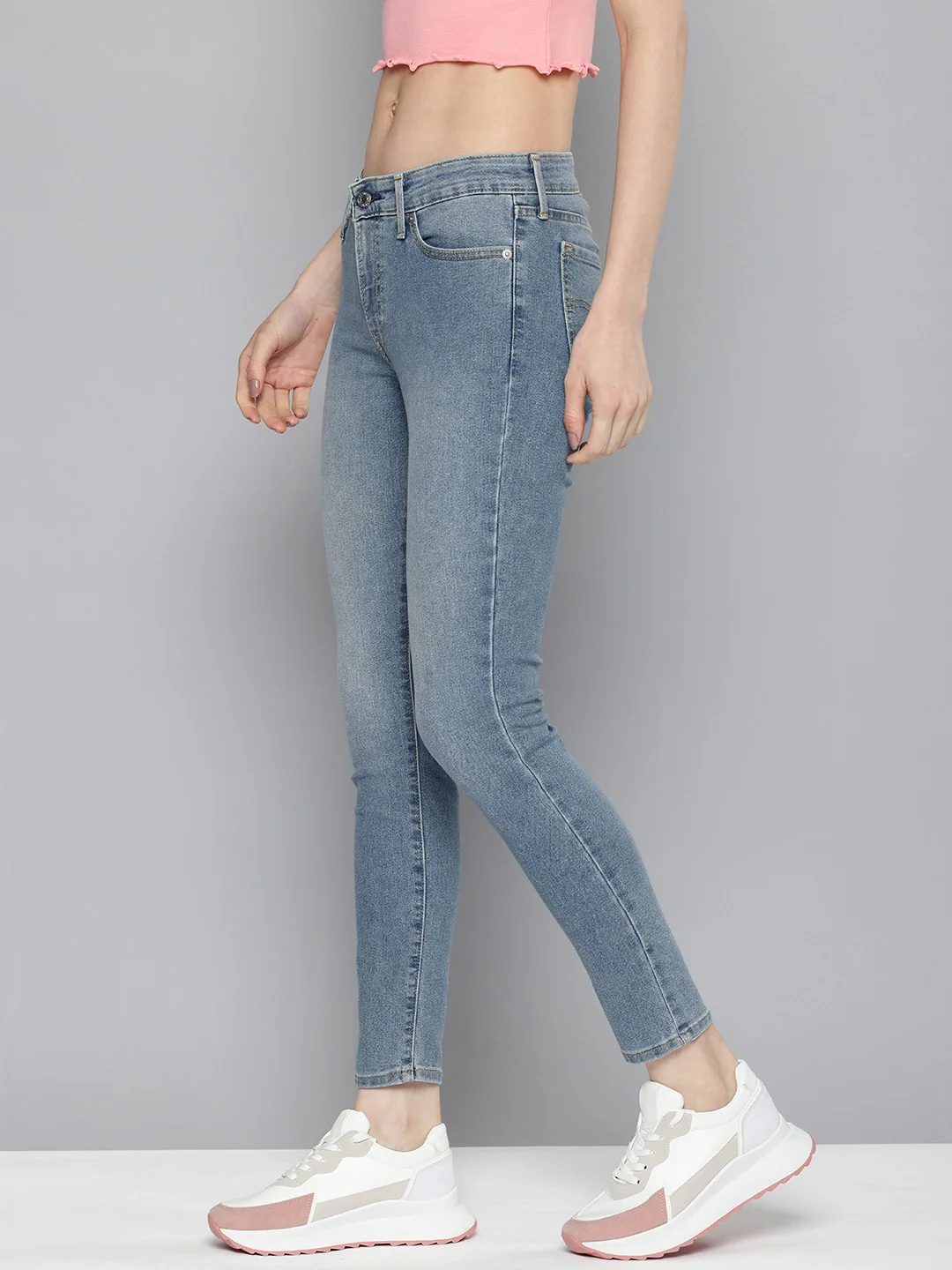 Women's 711 Blue Skinny Fit Mid Rise Jeans - Image 3