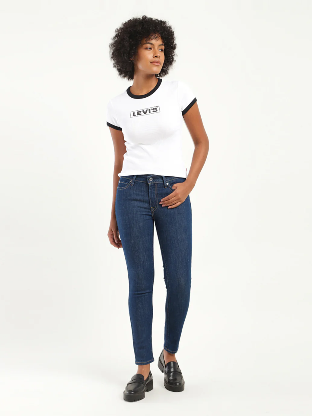Women's 711 Blue Skinny Fit Mid Rise Jeans - Image 3