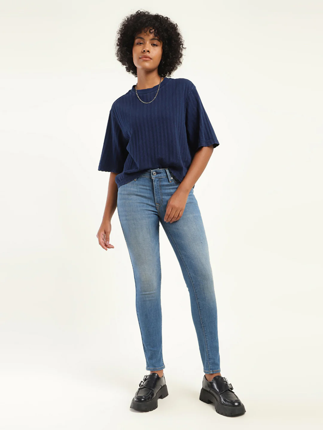 Women's 711 Blue Skinny Fit Mid Rise Jeans