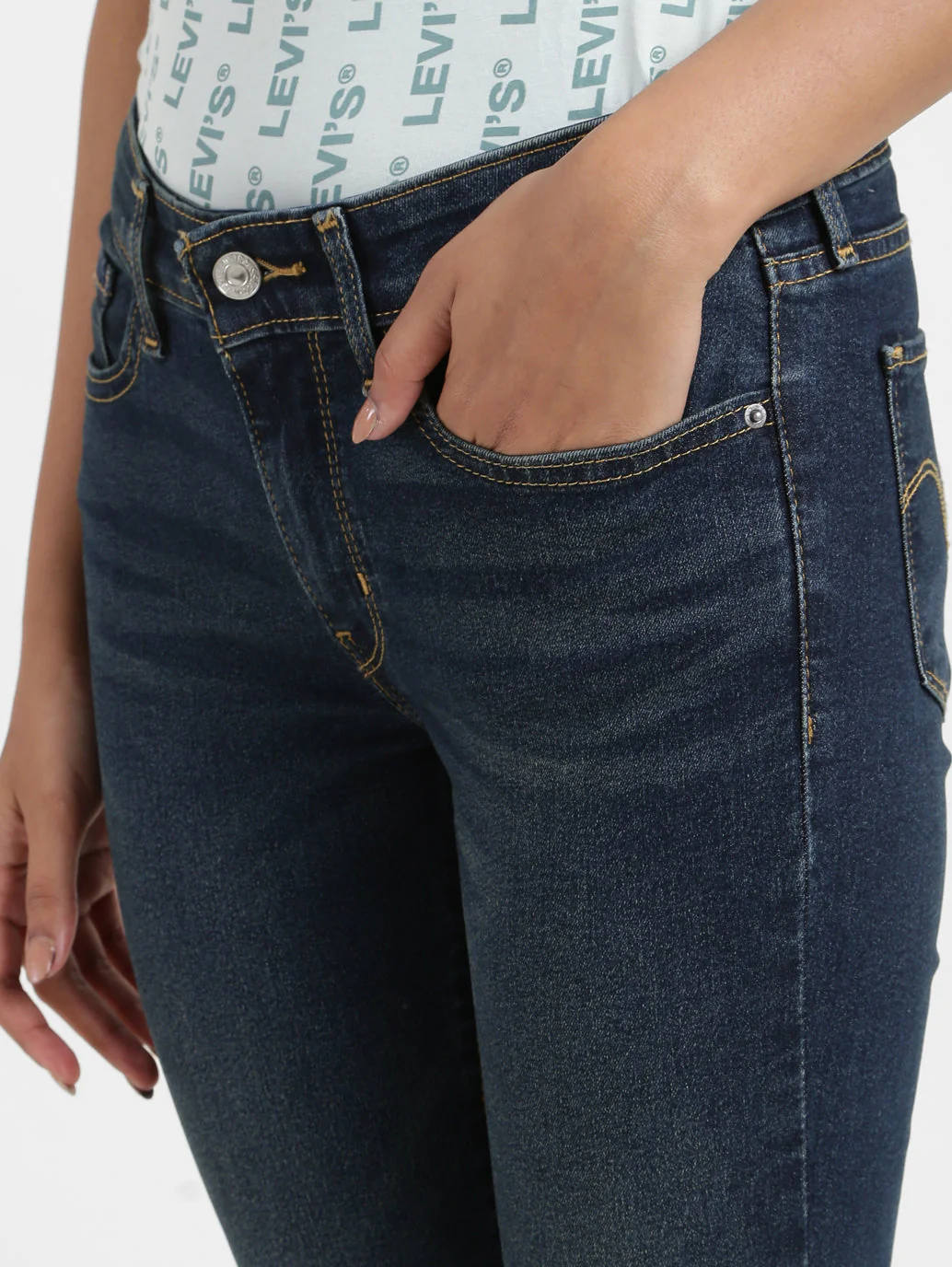 Women's 711 Blue Skinny Fit Mid Rise Jeans - Image 10
