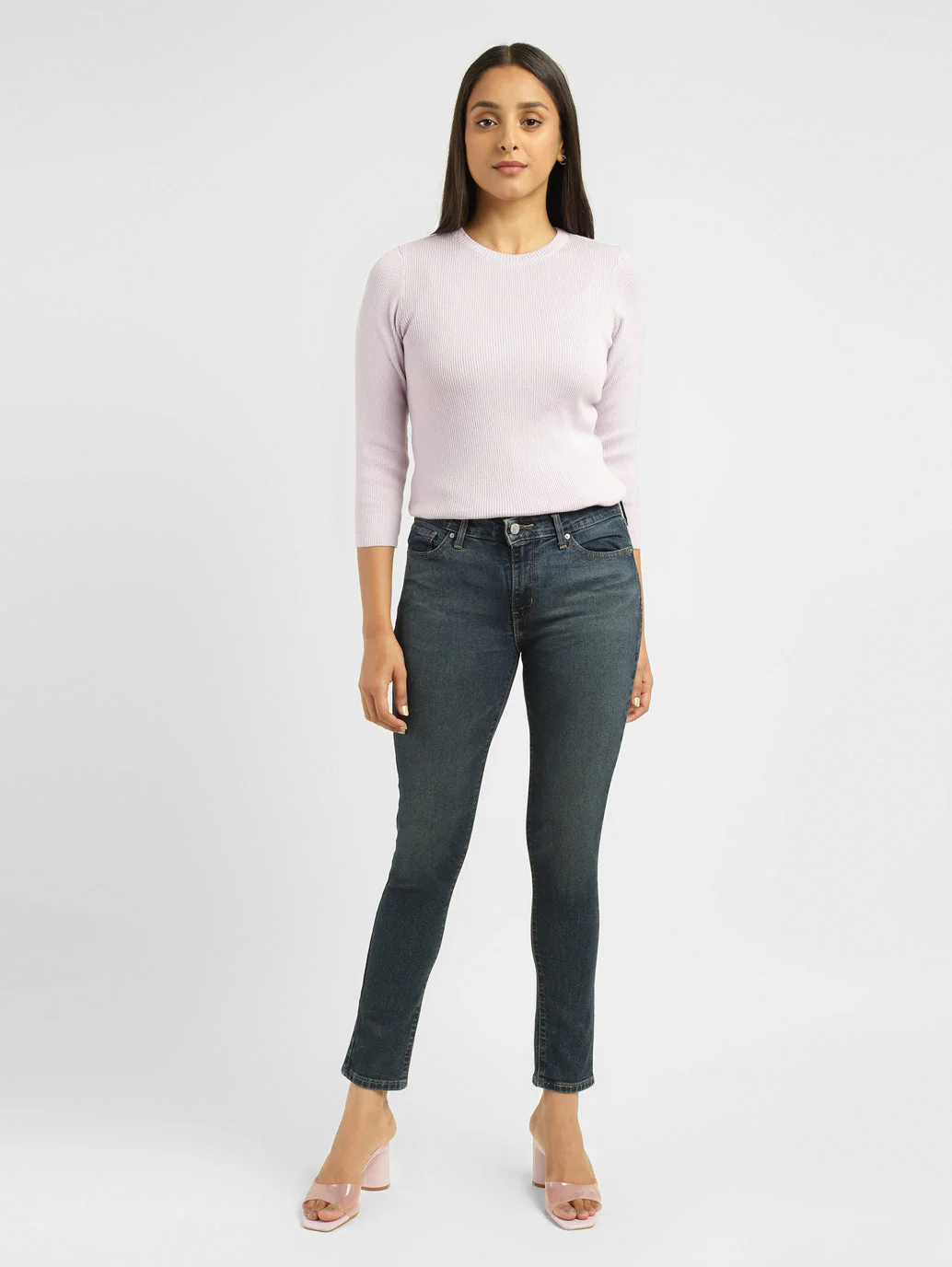 Women's 711 Blue Skinny Fit Mid Rise Jeans - Image 11