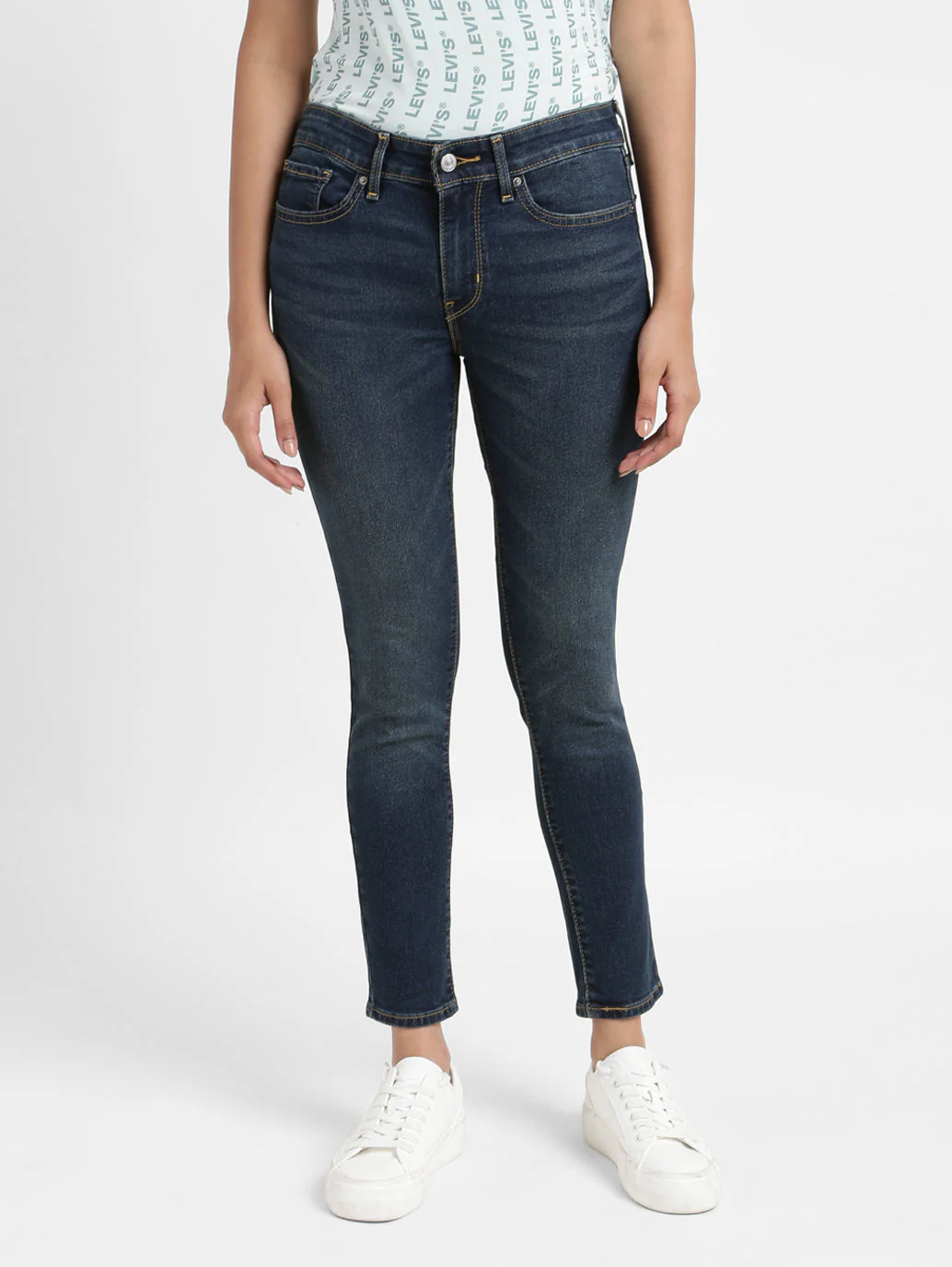 Women's 711 Blue Skinny Fit Mid Rise Jeans - Image 4