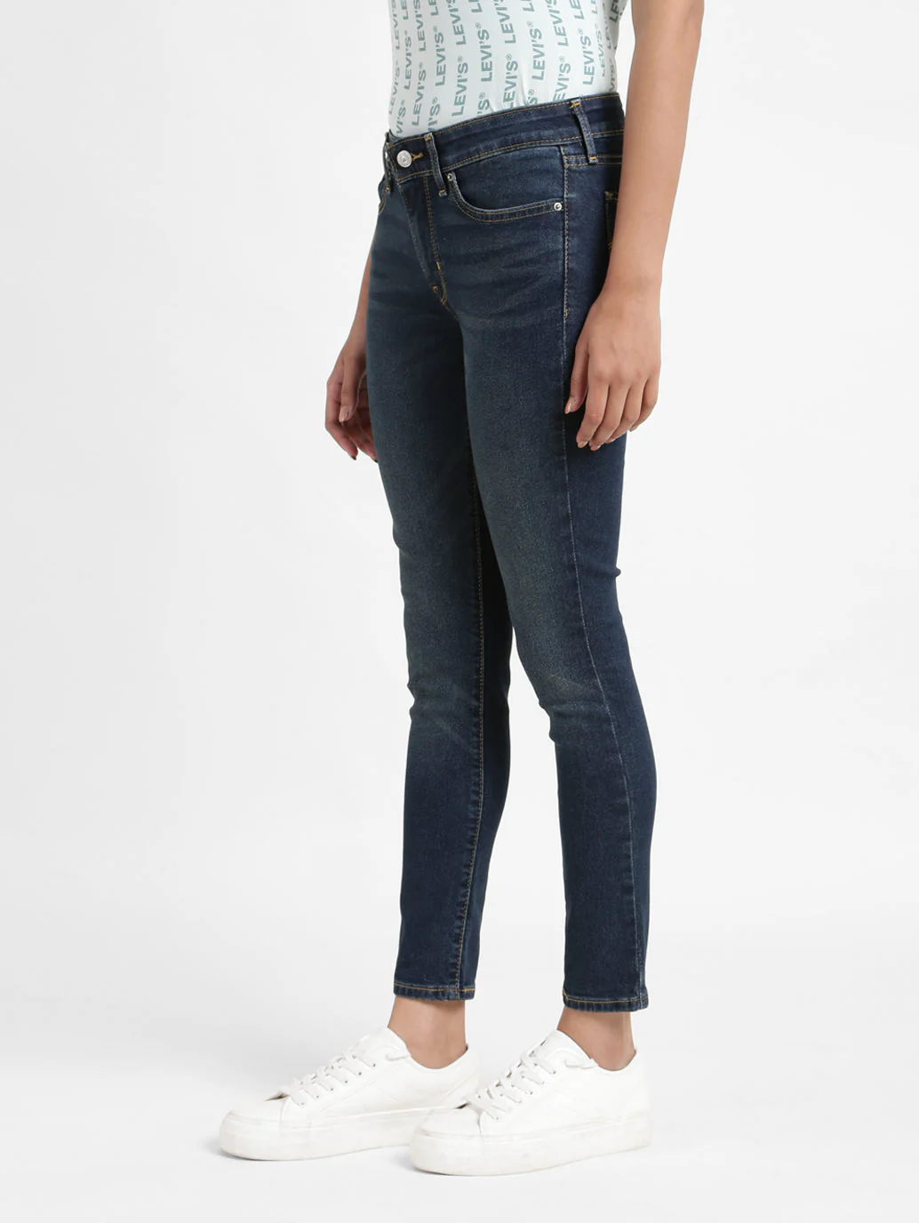 Women's 711 Blue Skinny Fit Mid Rise Jeans - Image 8