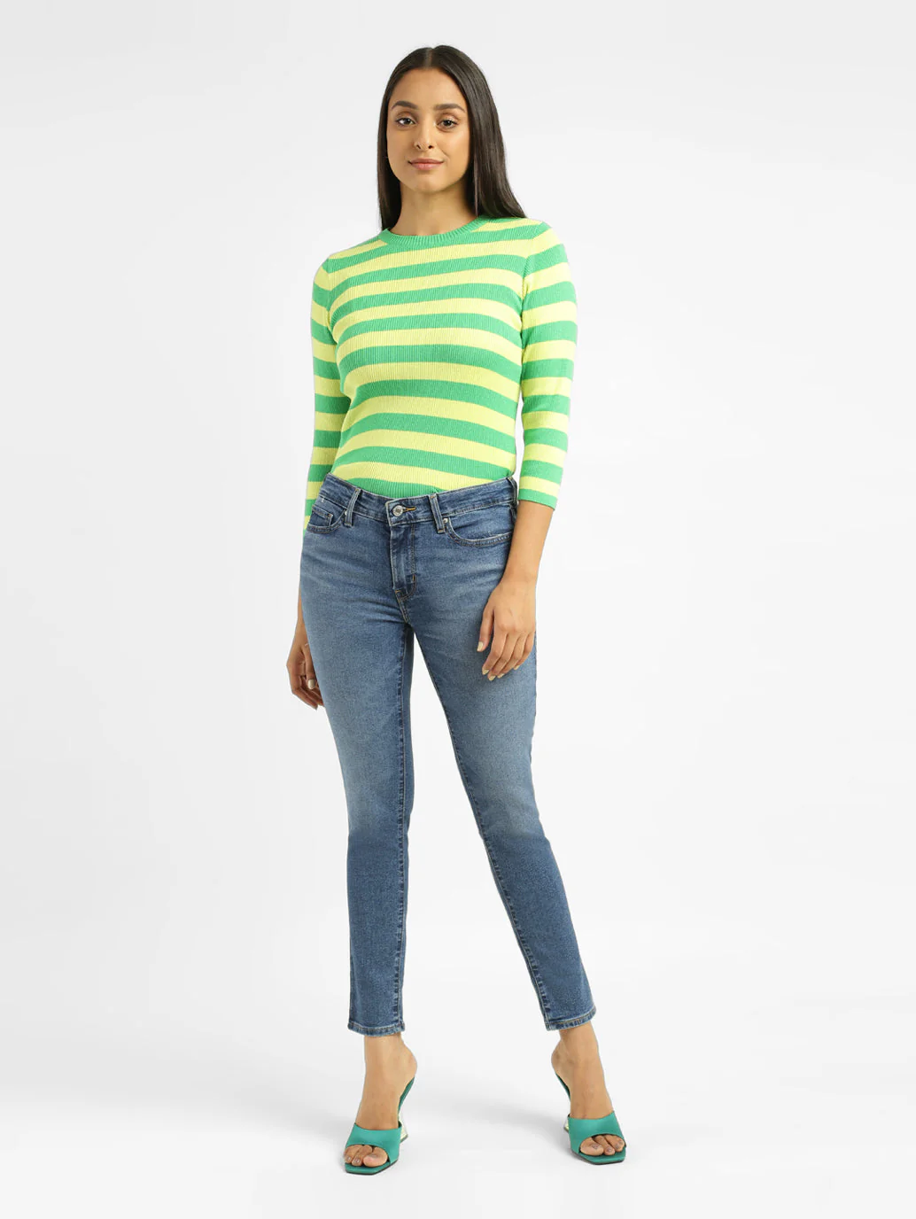 Women's 711 Blue Skinny Fit Mid Rise Jeans - Image 7