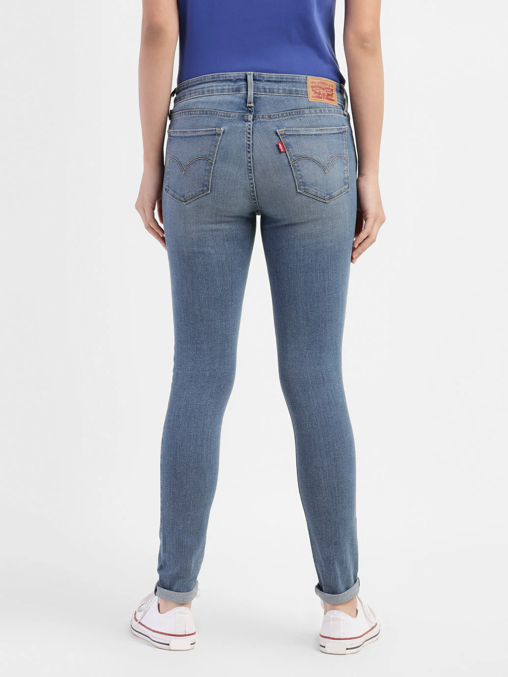 Women's 711 Blue Skinny Fit Mid Rise Jeans - Image 3