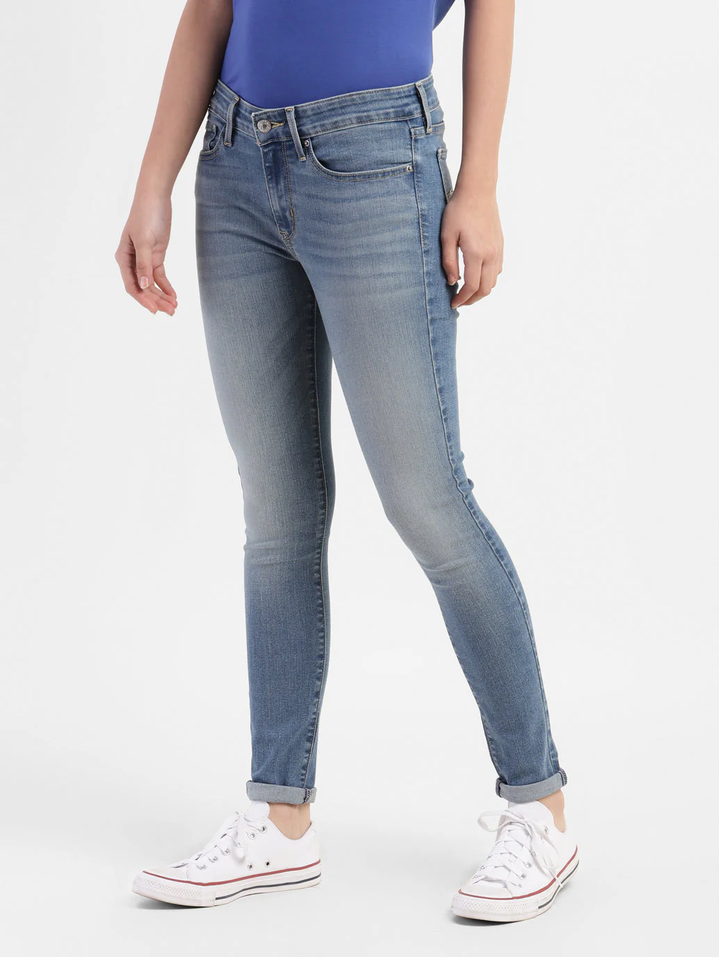 Women's 711 Blue Skinny Fit Mid Rise Jeans - Image 4