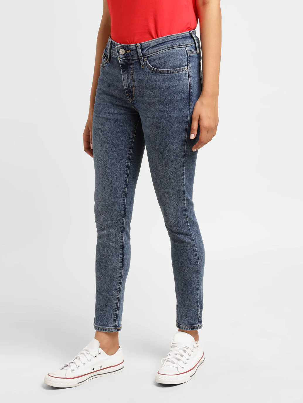 Women's 711 Blue Skinny Fit Mid Rise Jeans - Image 4