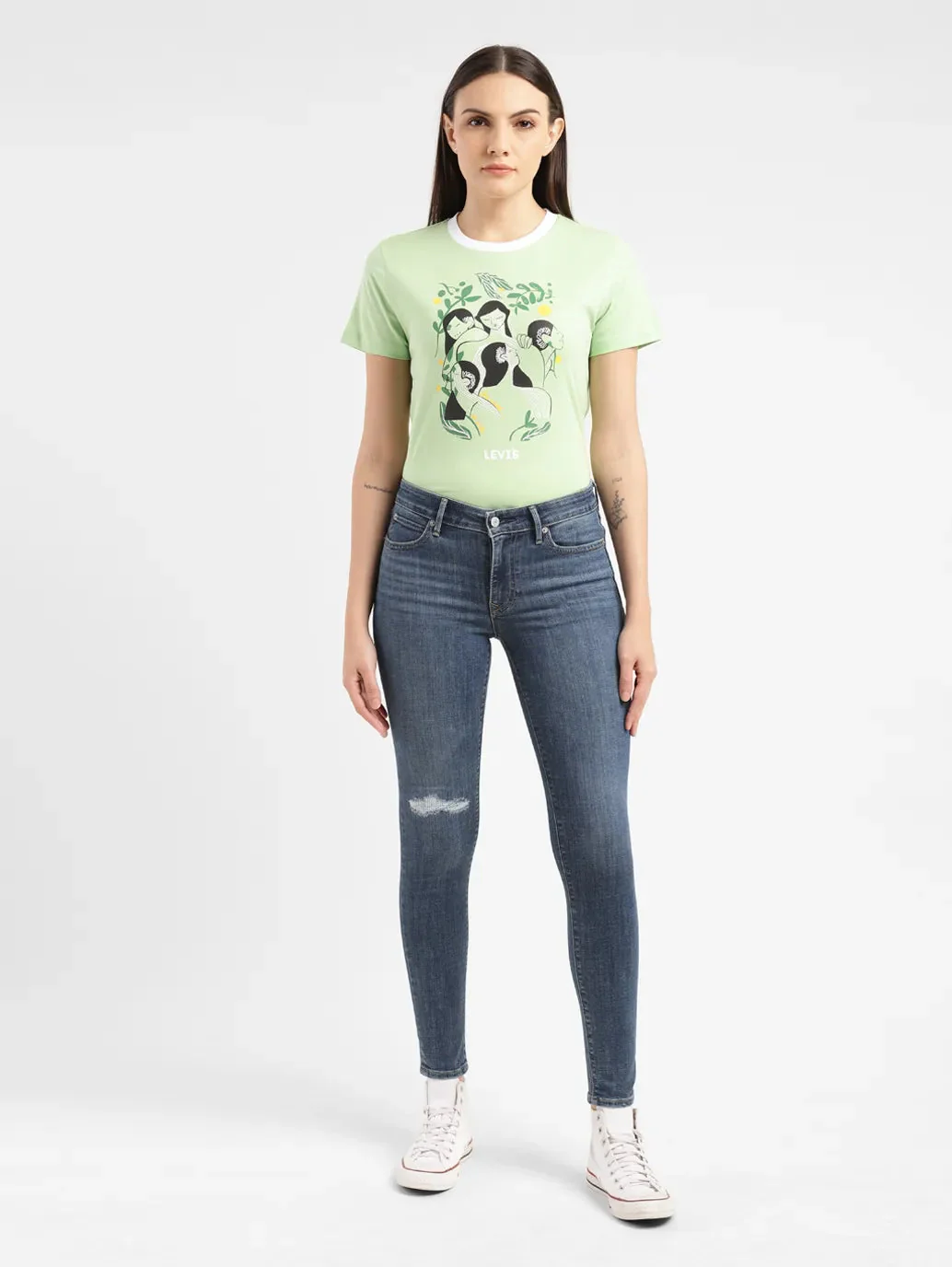 Women's 711 Blue Skinny Fit Mid Rise Jeans