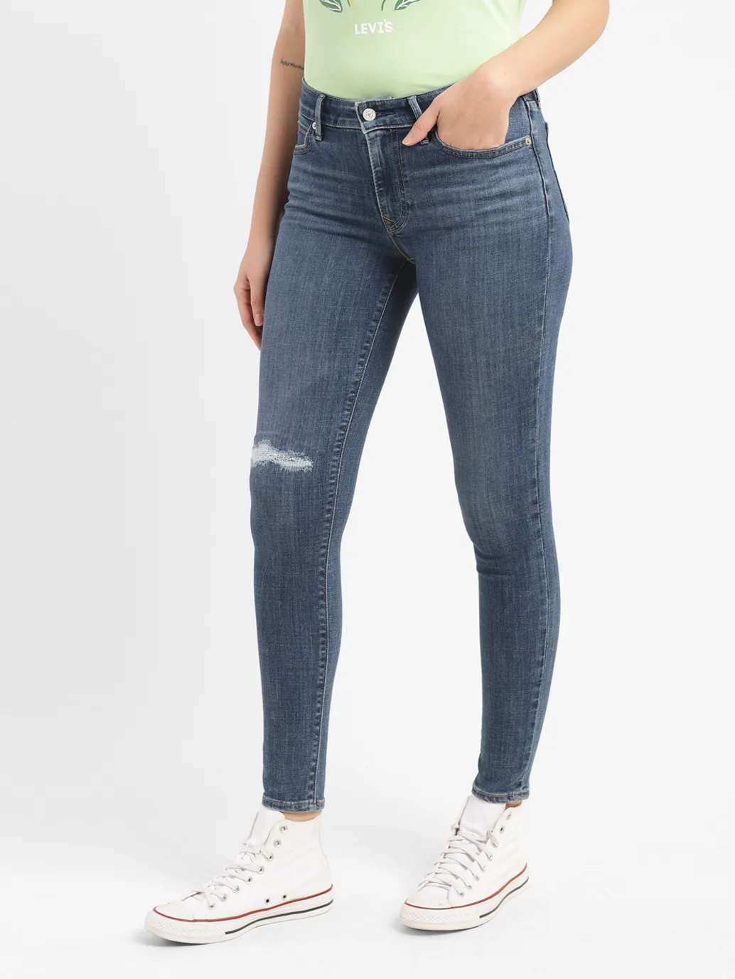 Women's 711 Blue Skinny Fit Mid Rise Jeans - Image 4